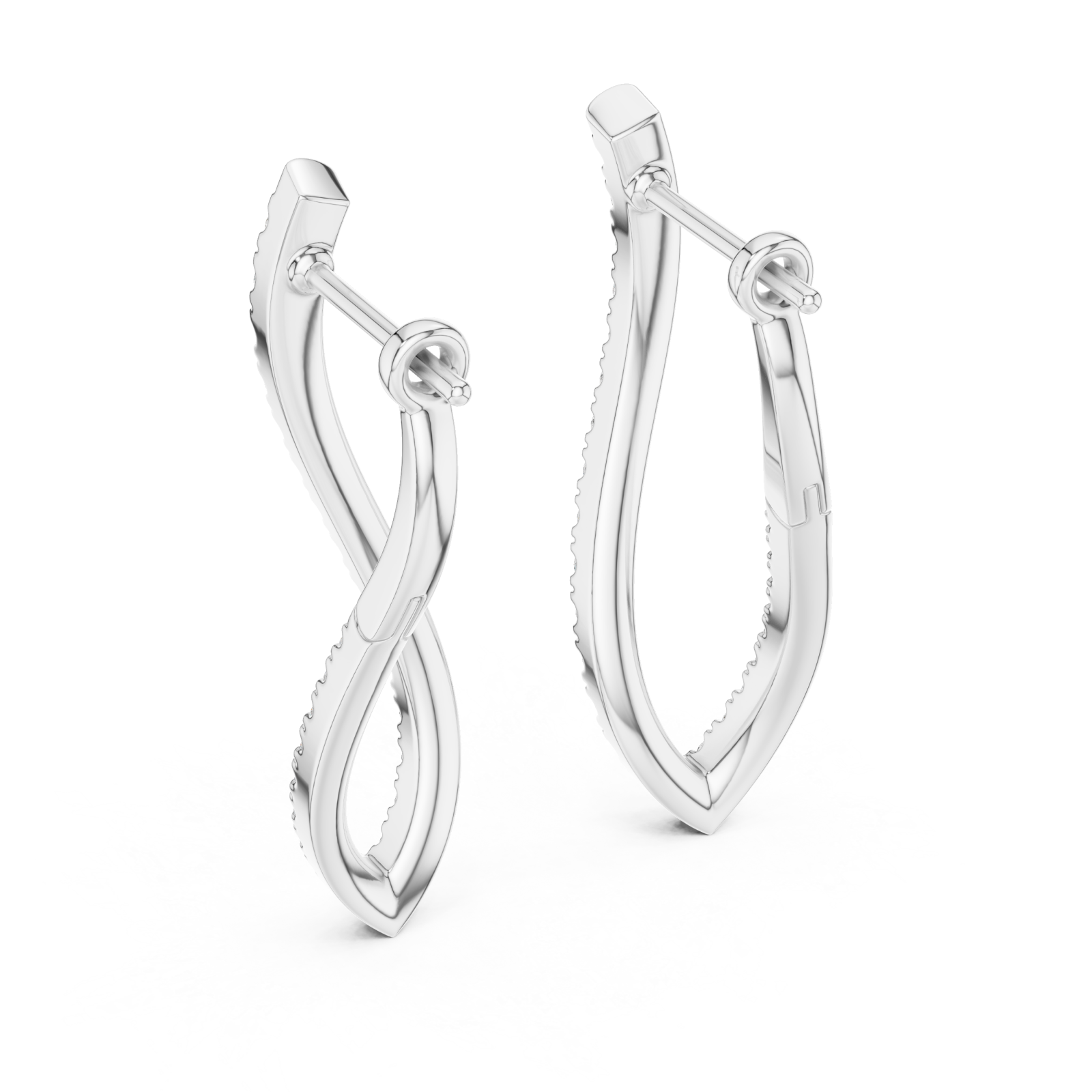  White Gold Elegant Infinity Embrace Earrings Side View