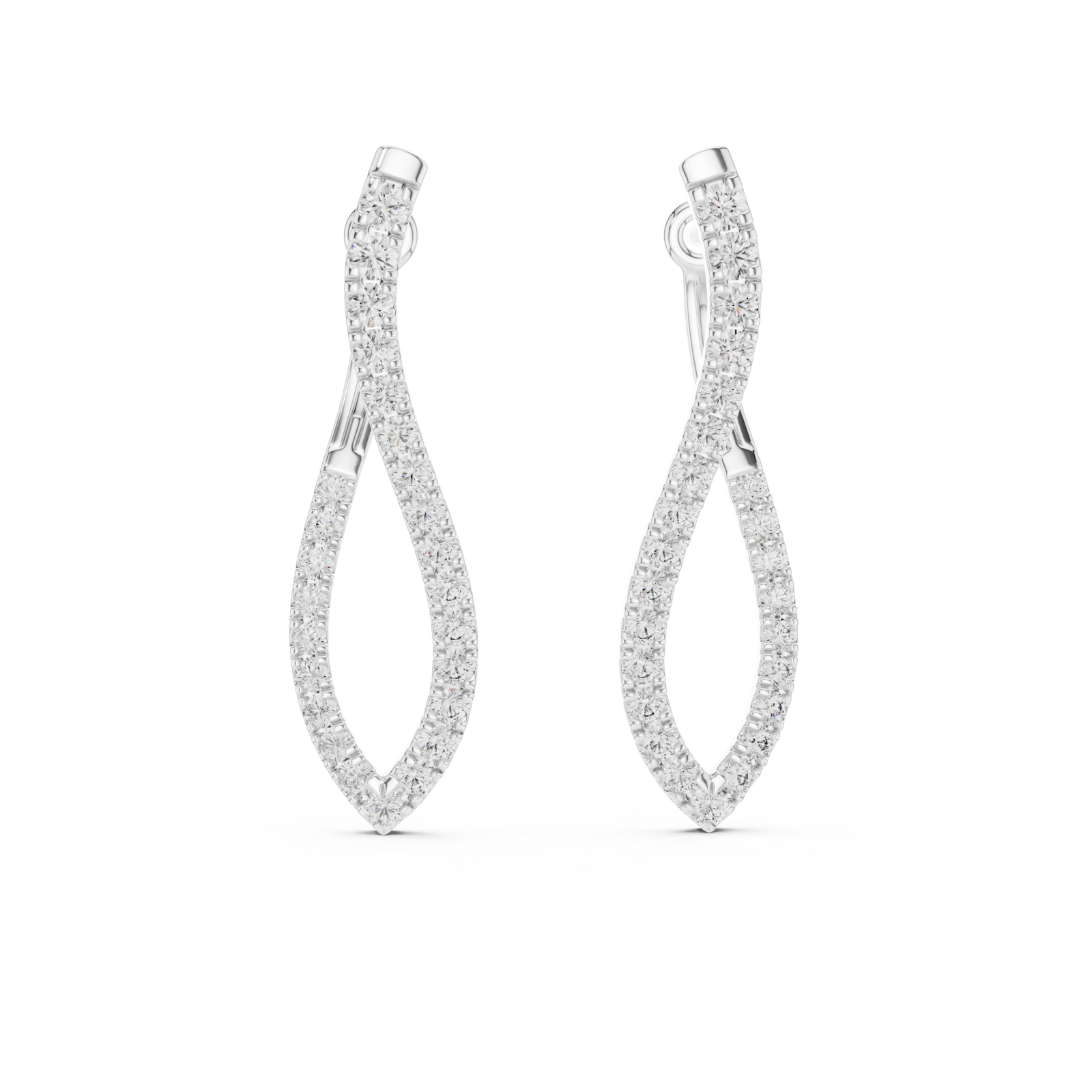 White Gold Elegant Infinity Embrace Earrings Front View