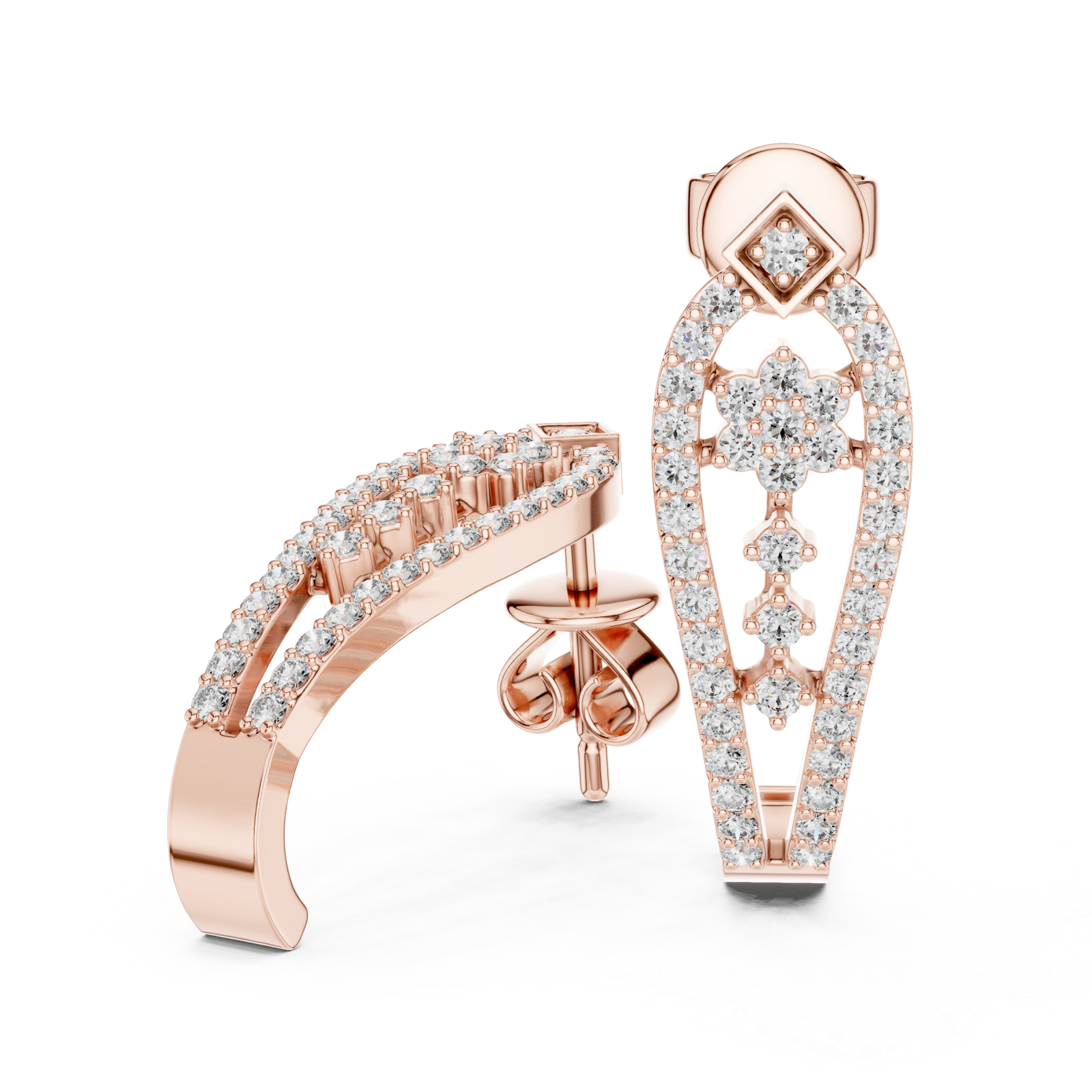  Rose Gold Radiant Cascade Hoop Earrings Left View