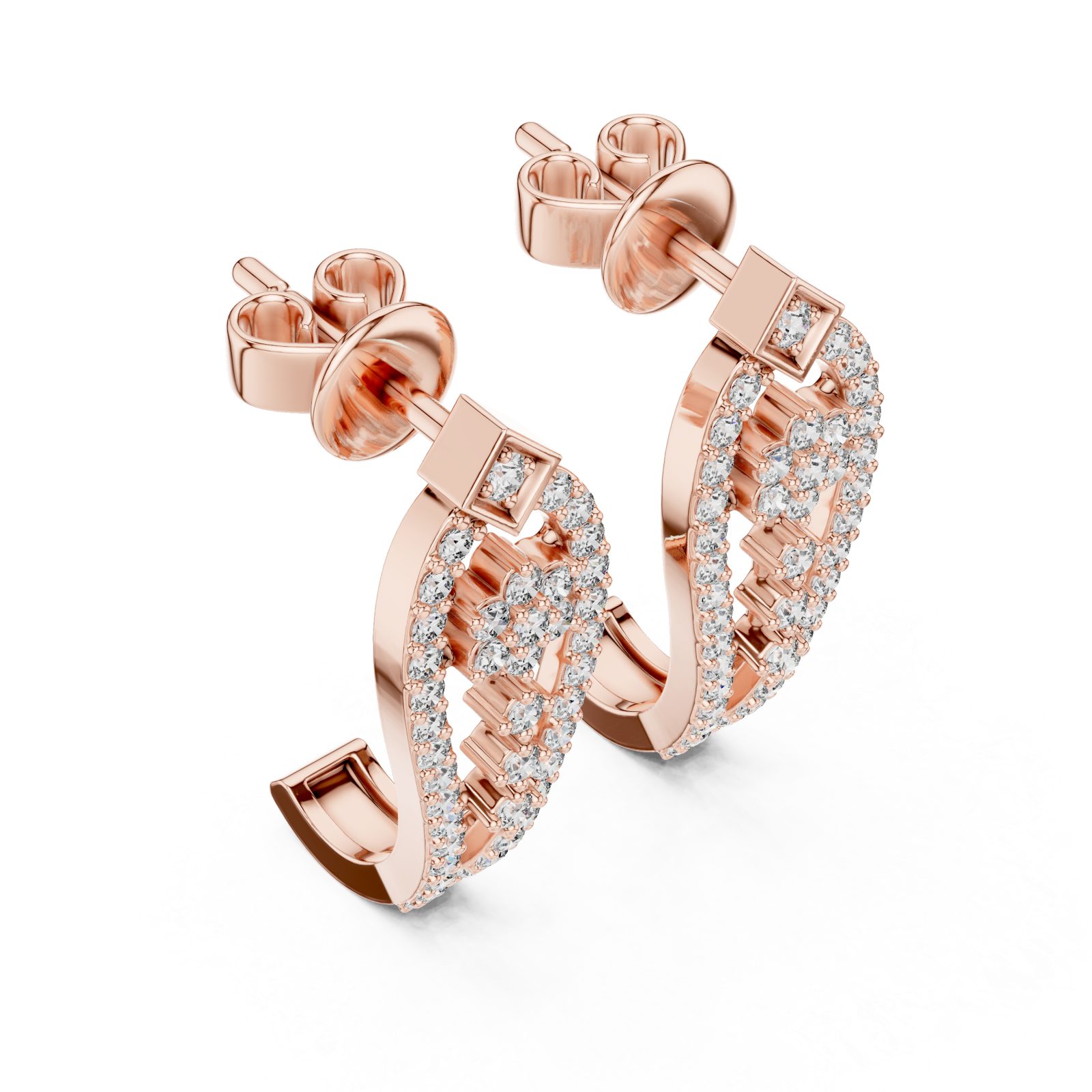  Rose Gold Radiant Cascade Hoop Earrings Right View