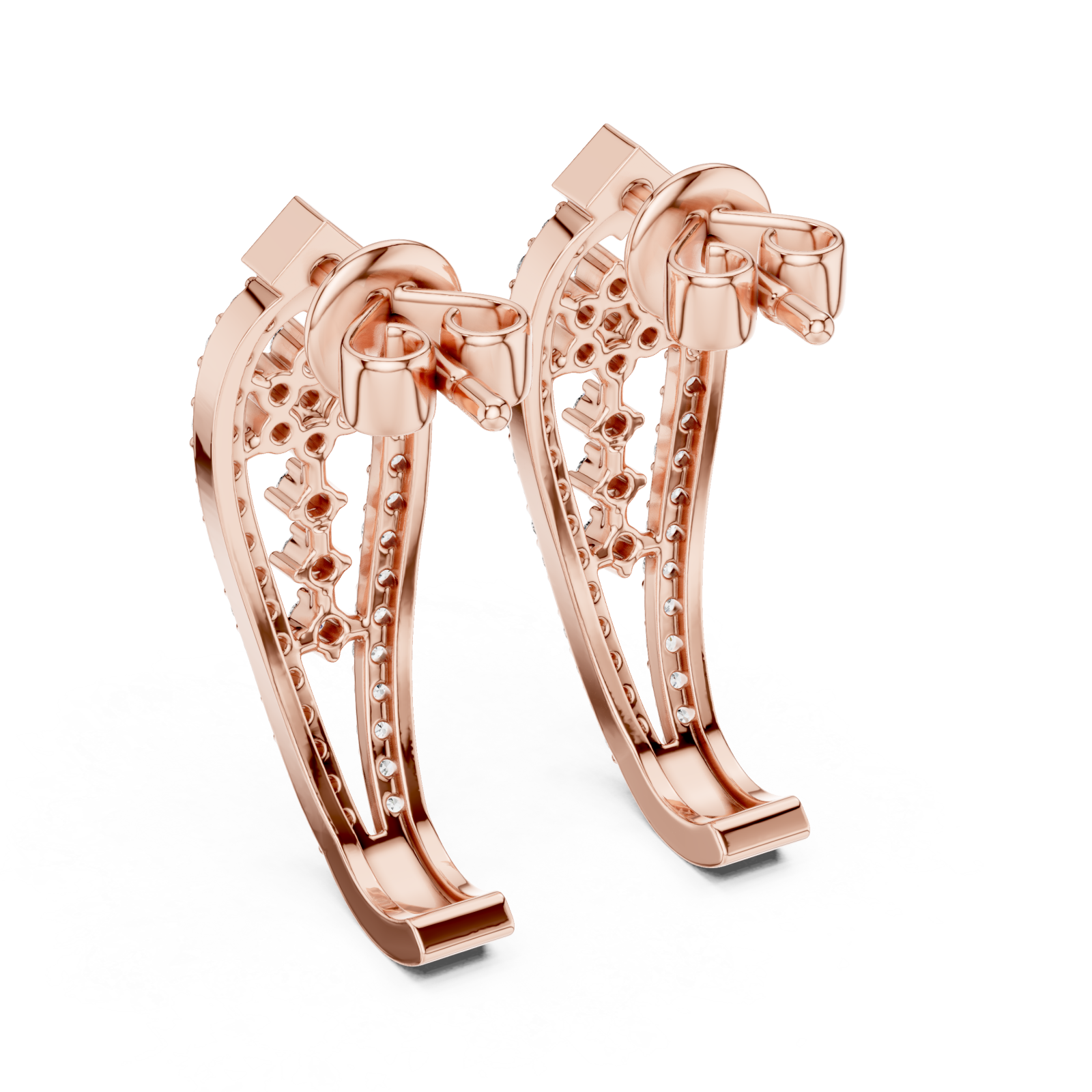  Rose Gold Radiant Cascade Hoop Earrings Side View