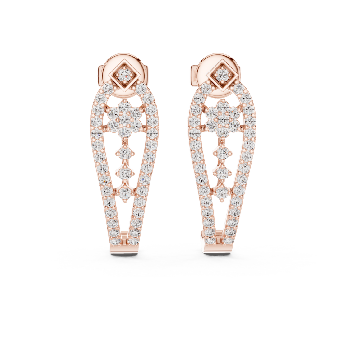  Rose Gold Radiant Cascade Hoop Earrings Right View