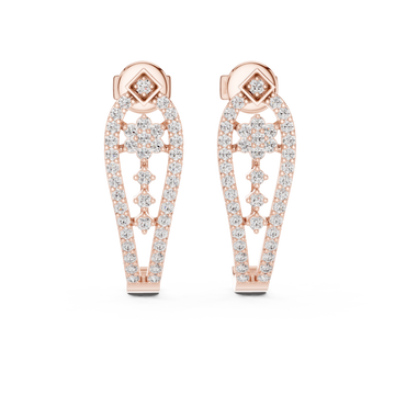  Rose Gold Radiant Cascade Hoop Earrings Front View