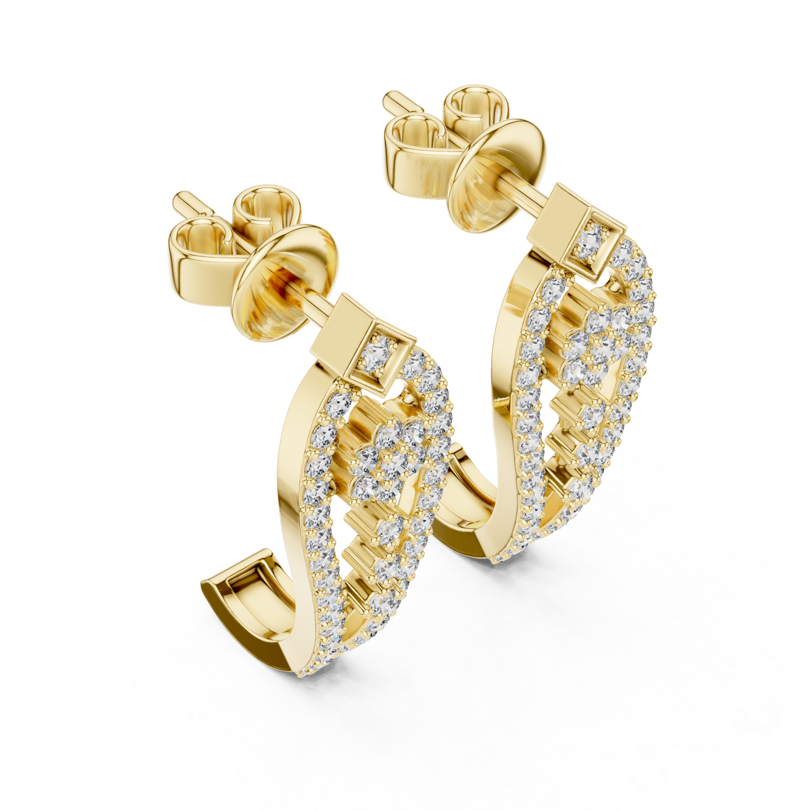 Gold Radiant Cascade Hoop Earrings Right View