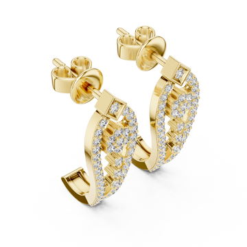 Gold Radiant Cascade Hoop Earrings Right View