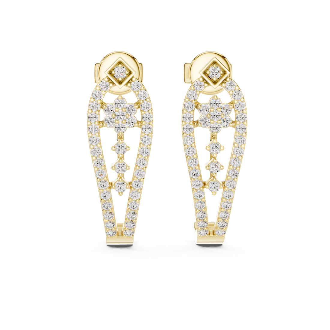 Gold Radiant Cascade Hoop Earrings Right View