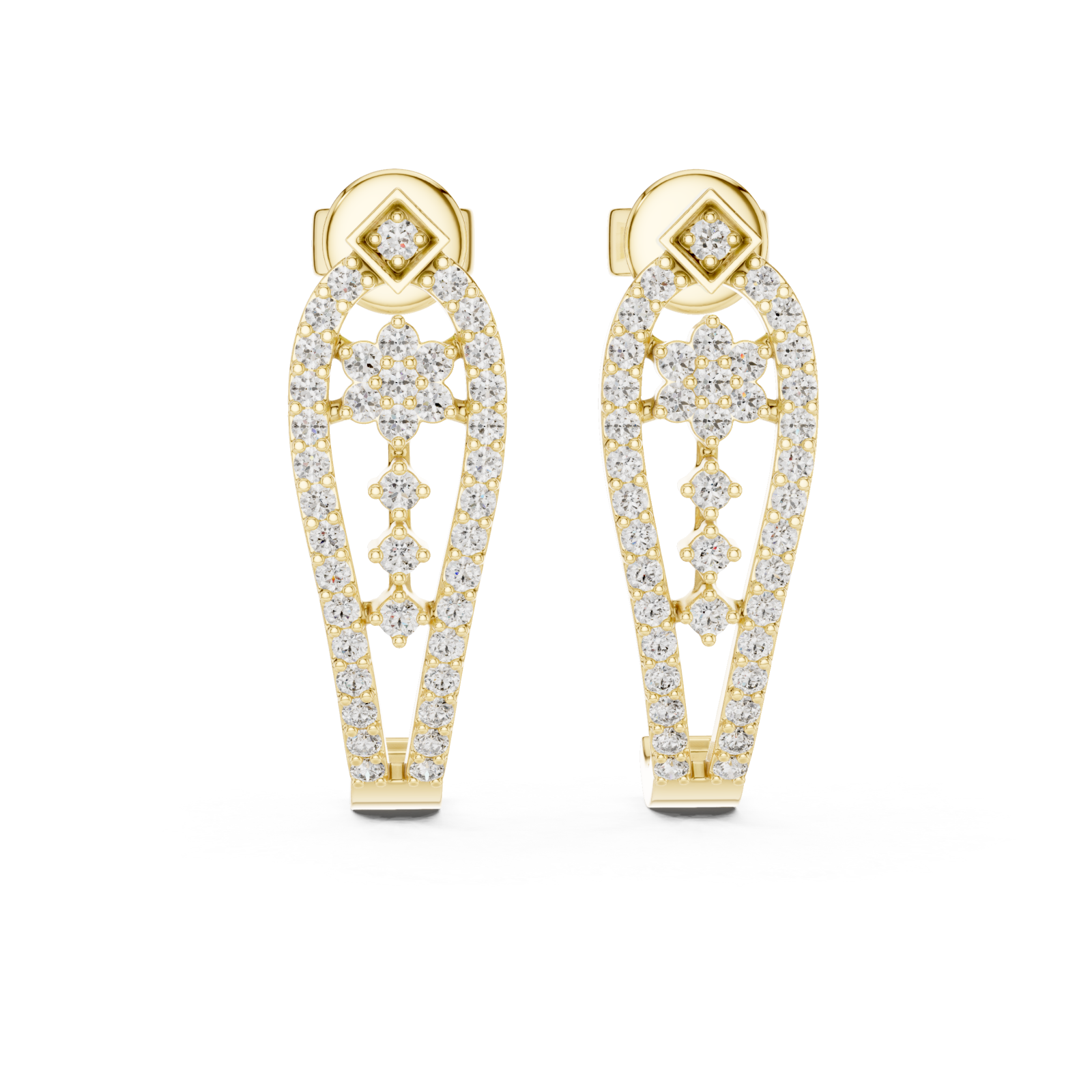  Gold Radiant Cascade Hoop Earrings Front View