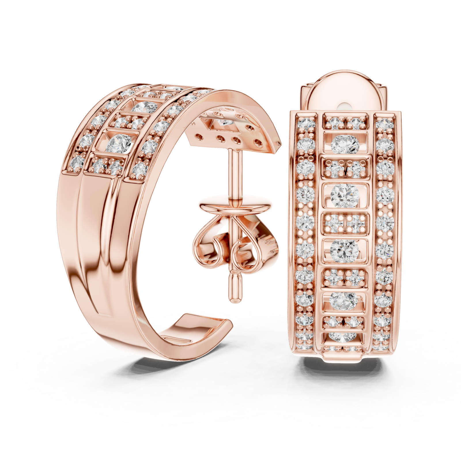  Rose Gold Twilight Vision Channel Hoop Earrings Left View
