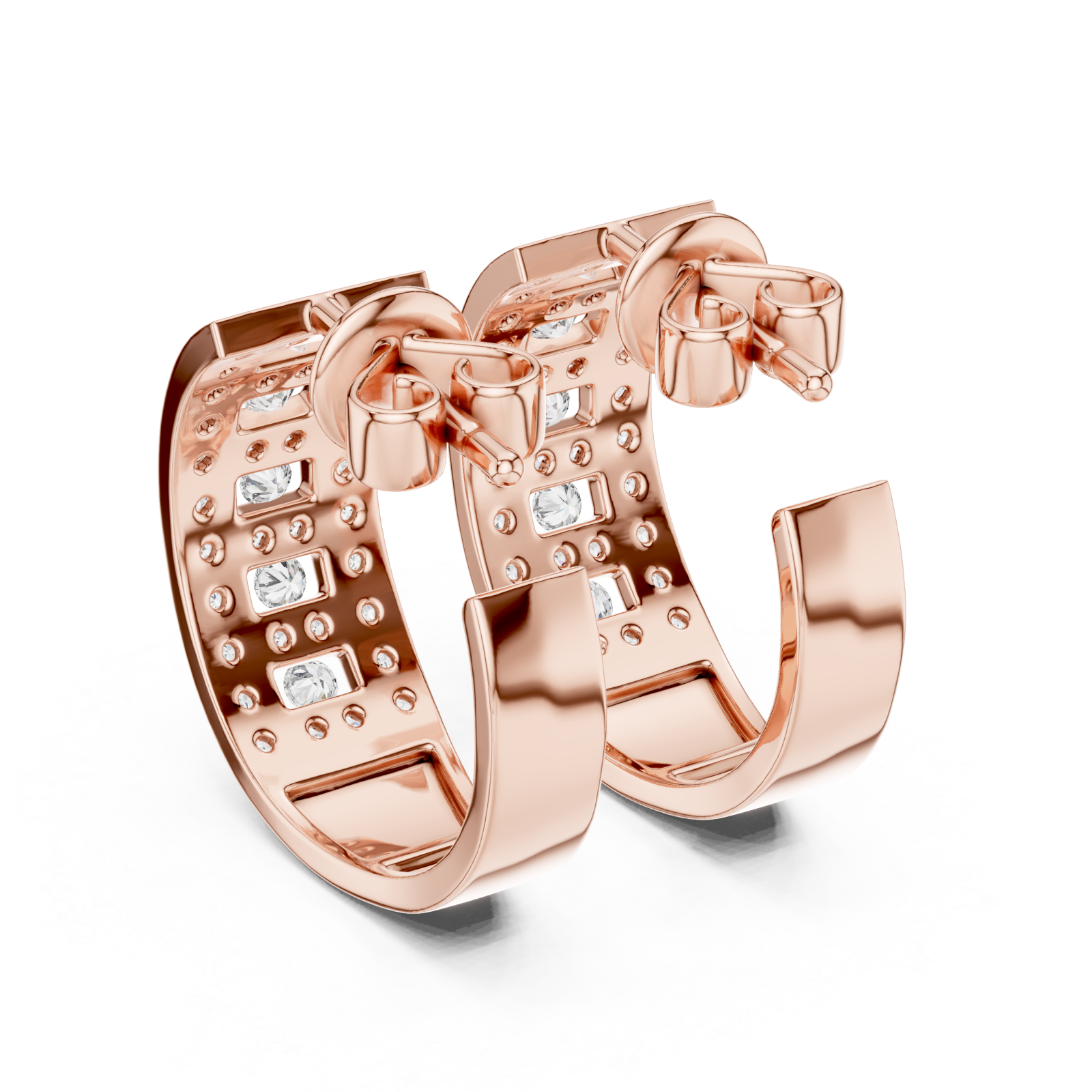  Rose Gold Twilight Vision Channel Hoop Earrings Side View