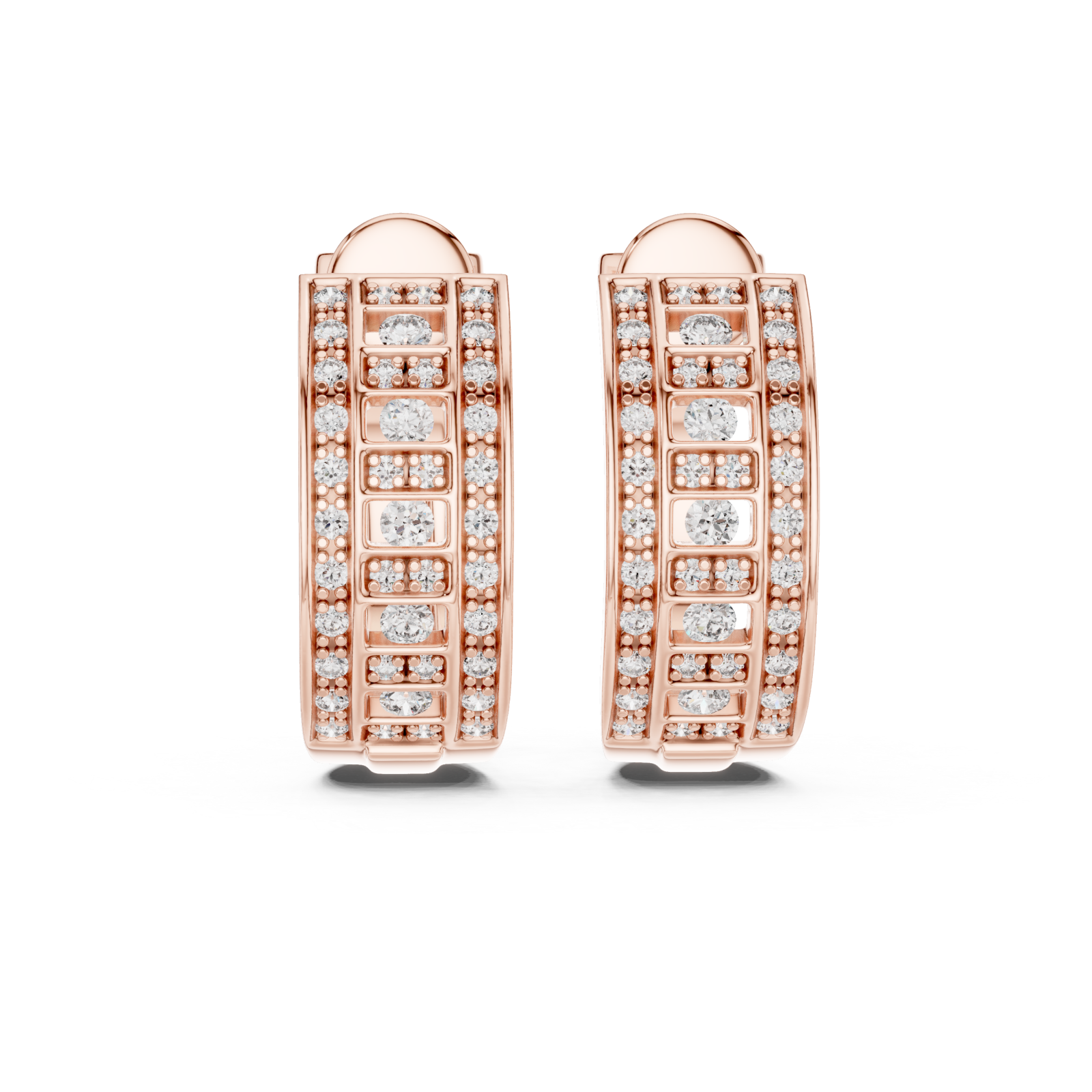  Rose Gold Twilight Vision Channel Hoop Earrings Front View
