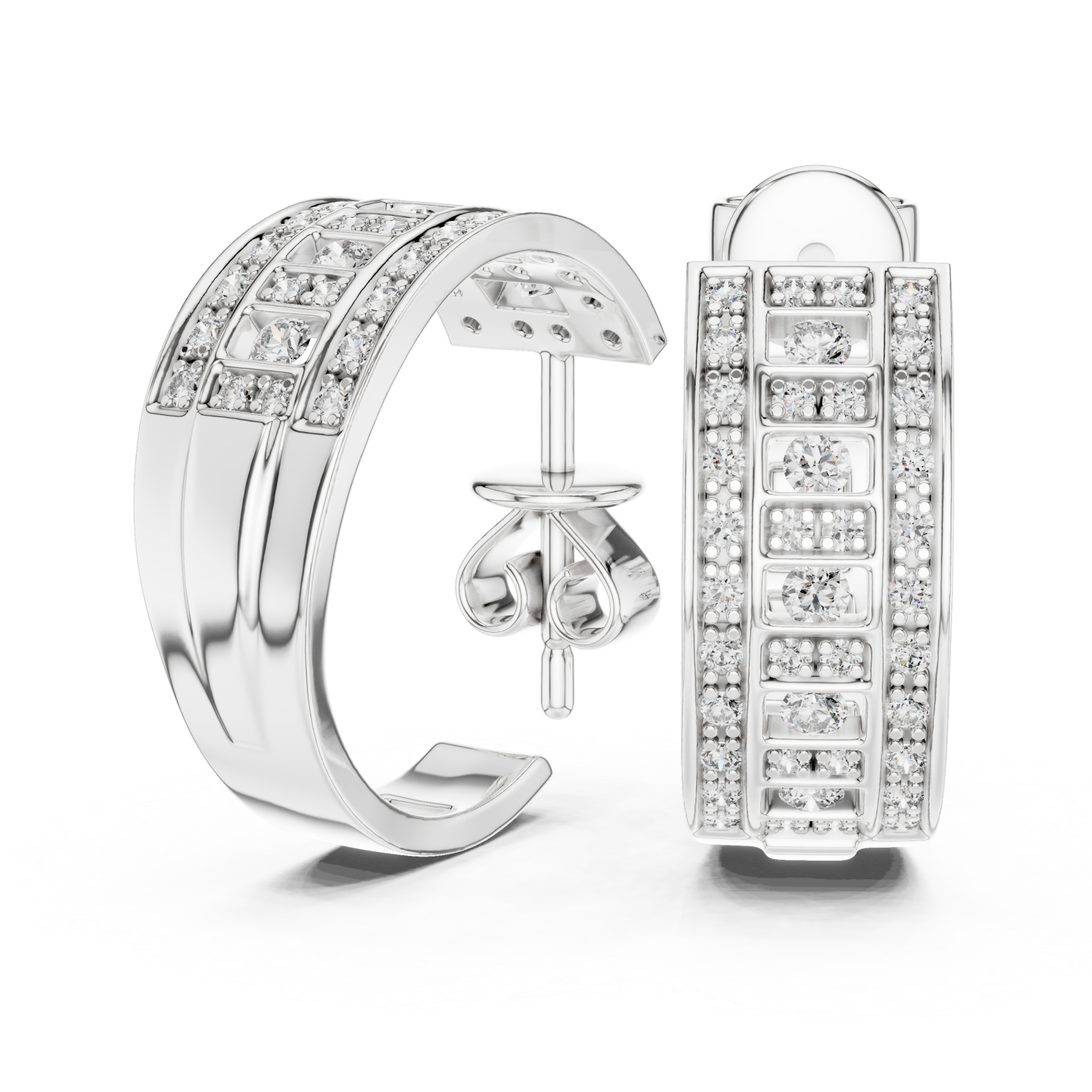  White Gold Twilight Vision Channel Hoop Earrings Left View