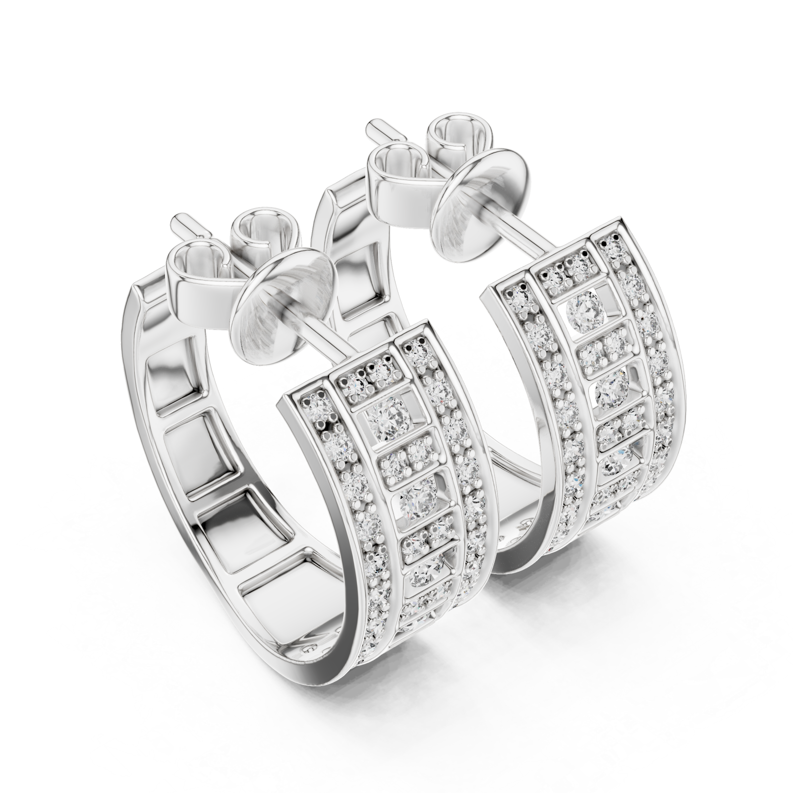  White Gold Twilight Vision Channel Hoop Earrings Right View