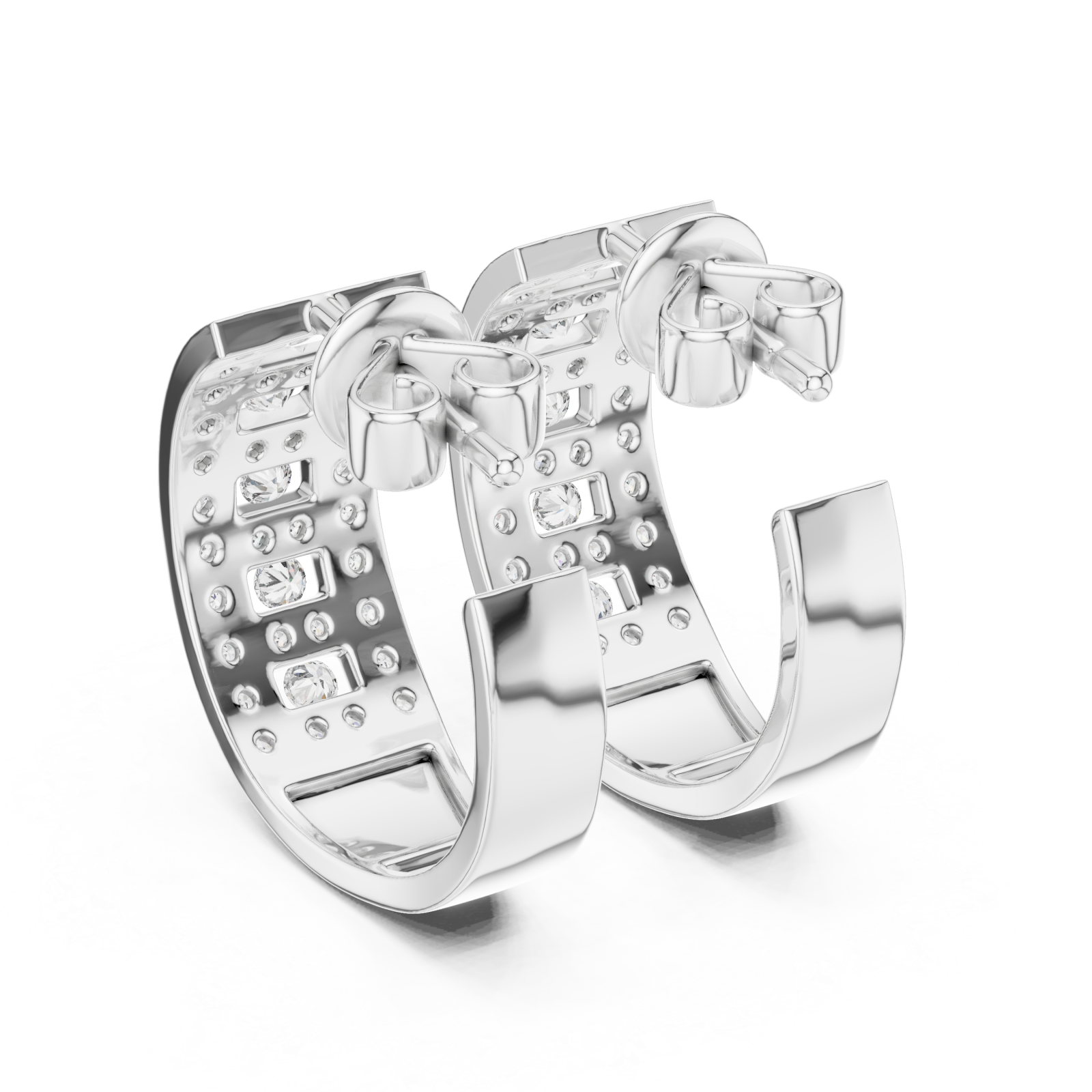  White Gold Twilight Vision Channel Hoop Earrings Side View