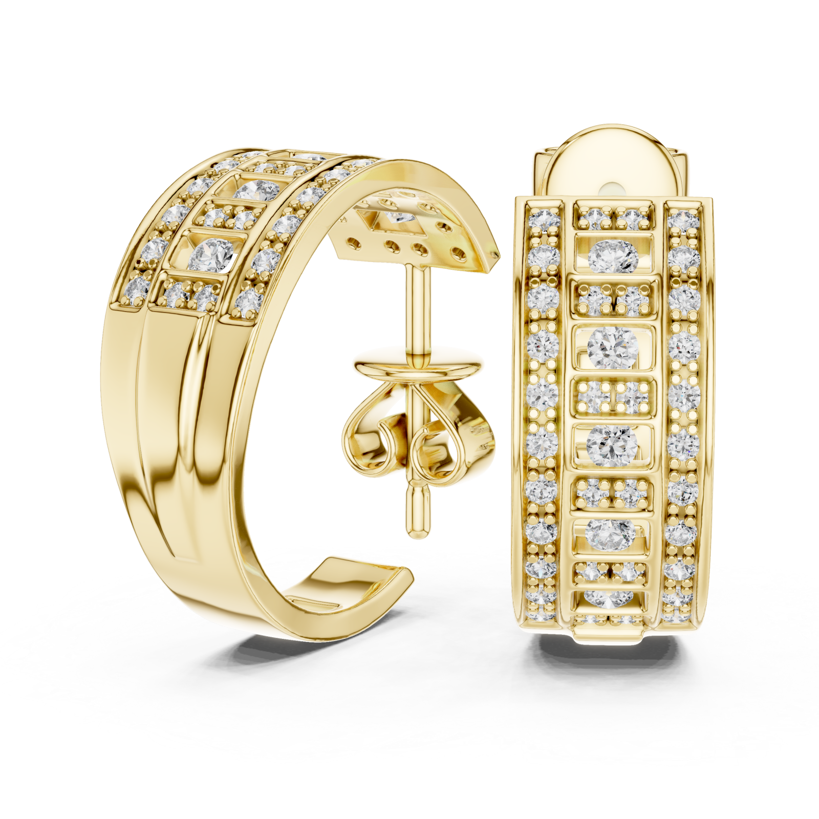  Gold Twilight Vision Channel Hoop Earrings Left View