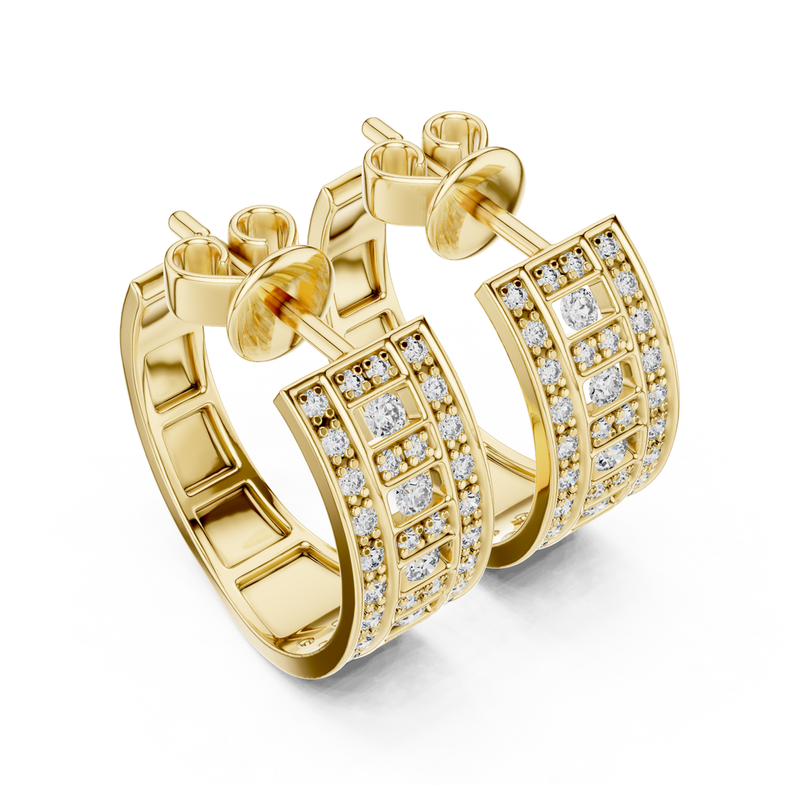 Gold Twilight Vision Channel Hoop Earrings Right View