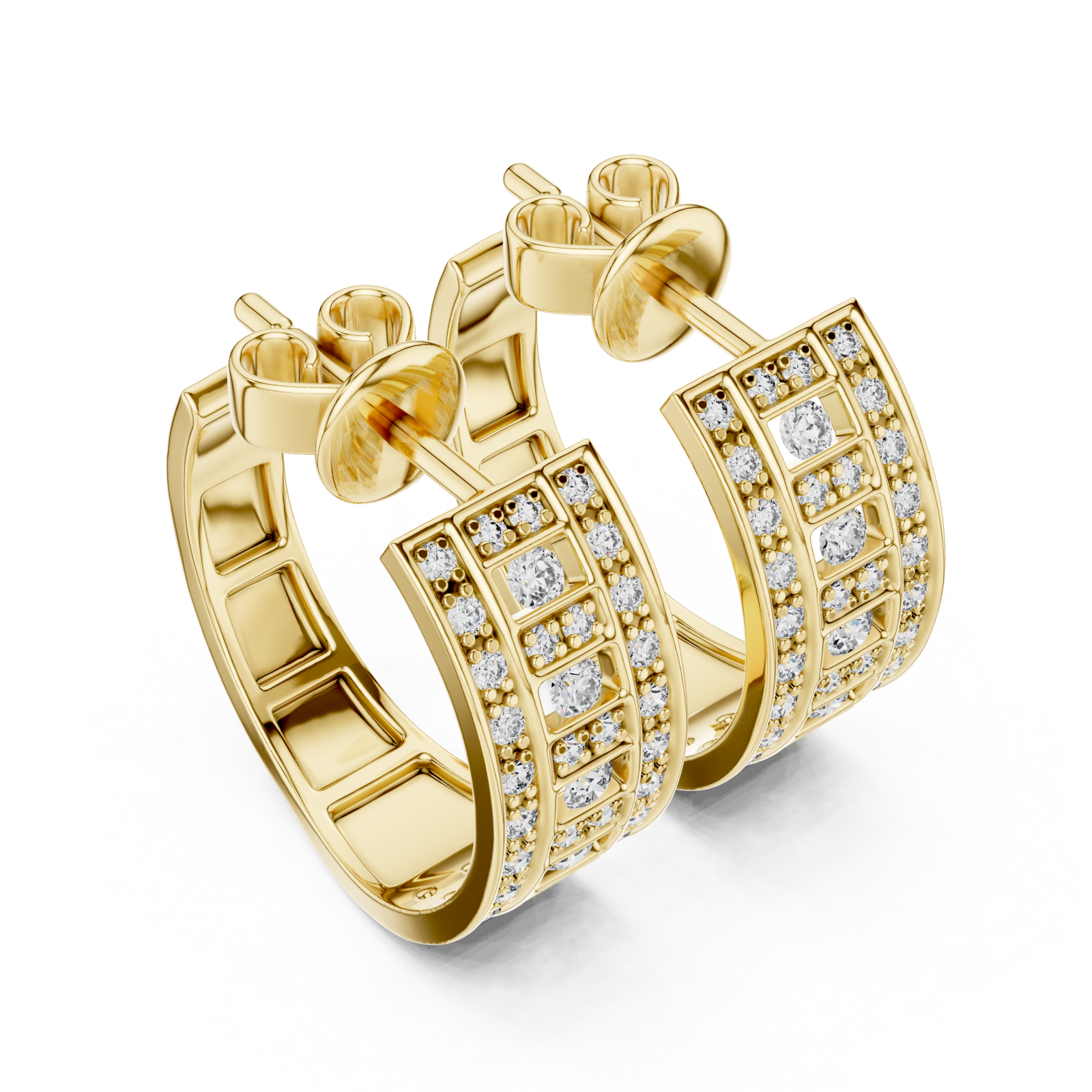 Gold Twilight Vision Channel Hoop Earrings Right View