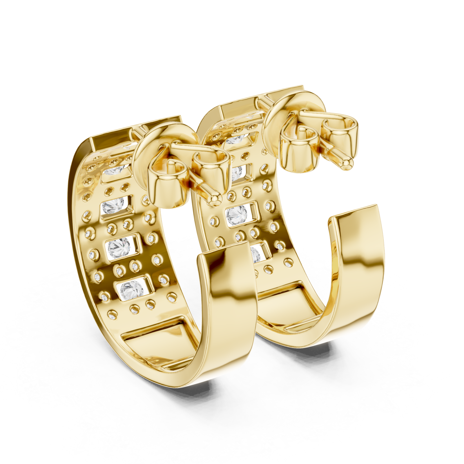  Gold Twilight Vision Channel Hoop Earrings Side View