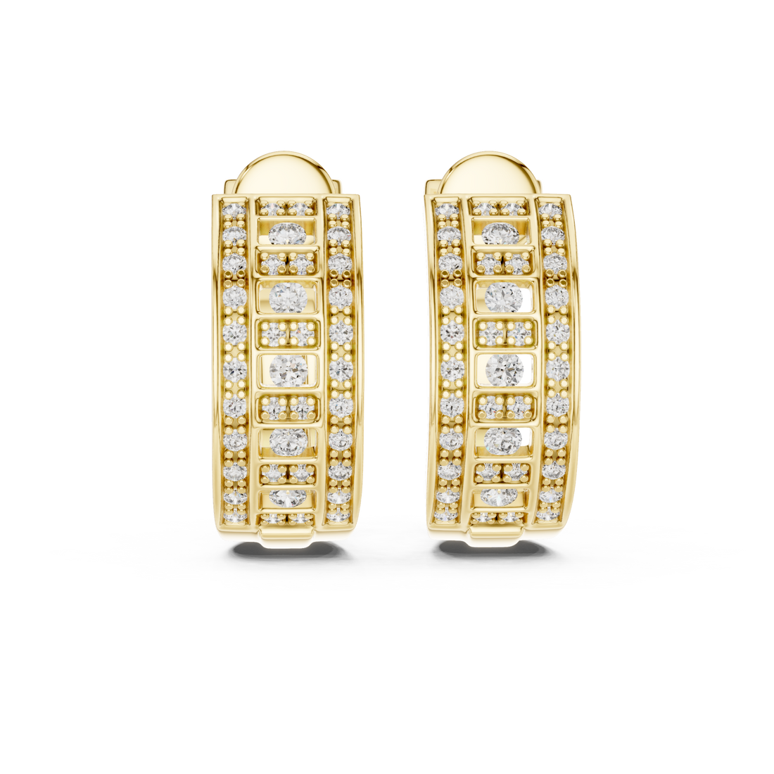 Gold Twilight Vision Channel Hoop Earrings Right View