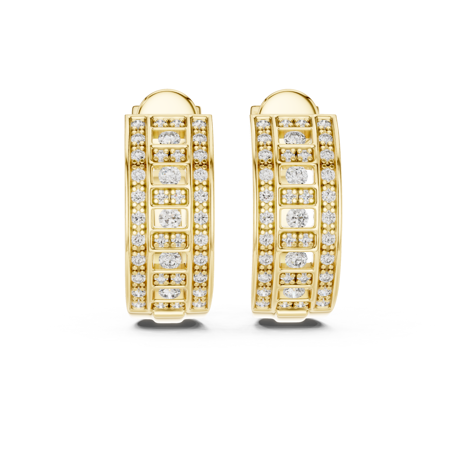  Gold Twilight Vision Channel Hoop Earrings Front View