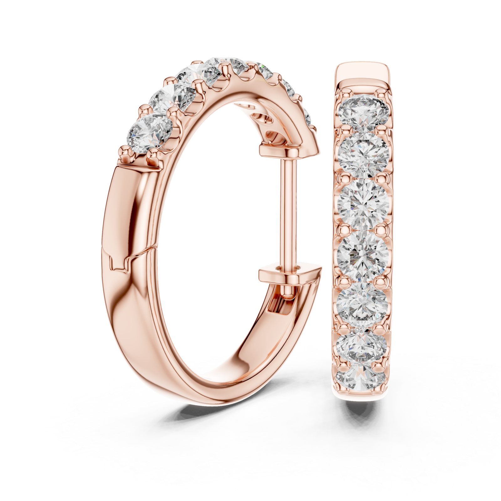  Rose Gold Midnight Whisper Huggie Earrings Left View