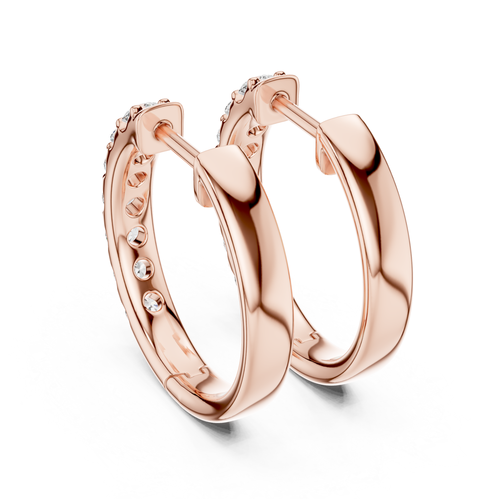  Rose Gold Midnight Whisper Huggie Earrings Side View