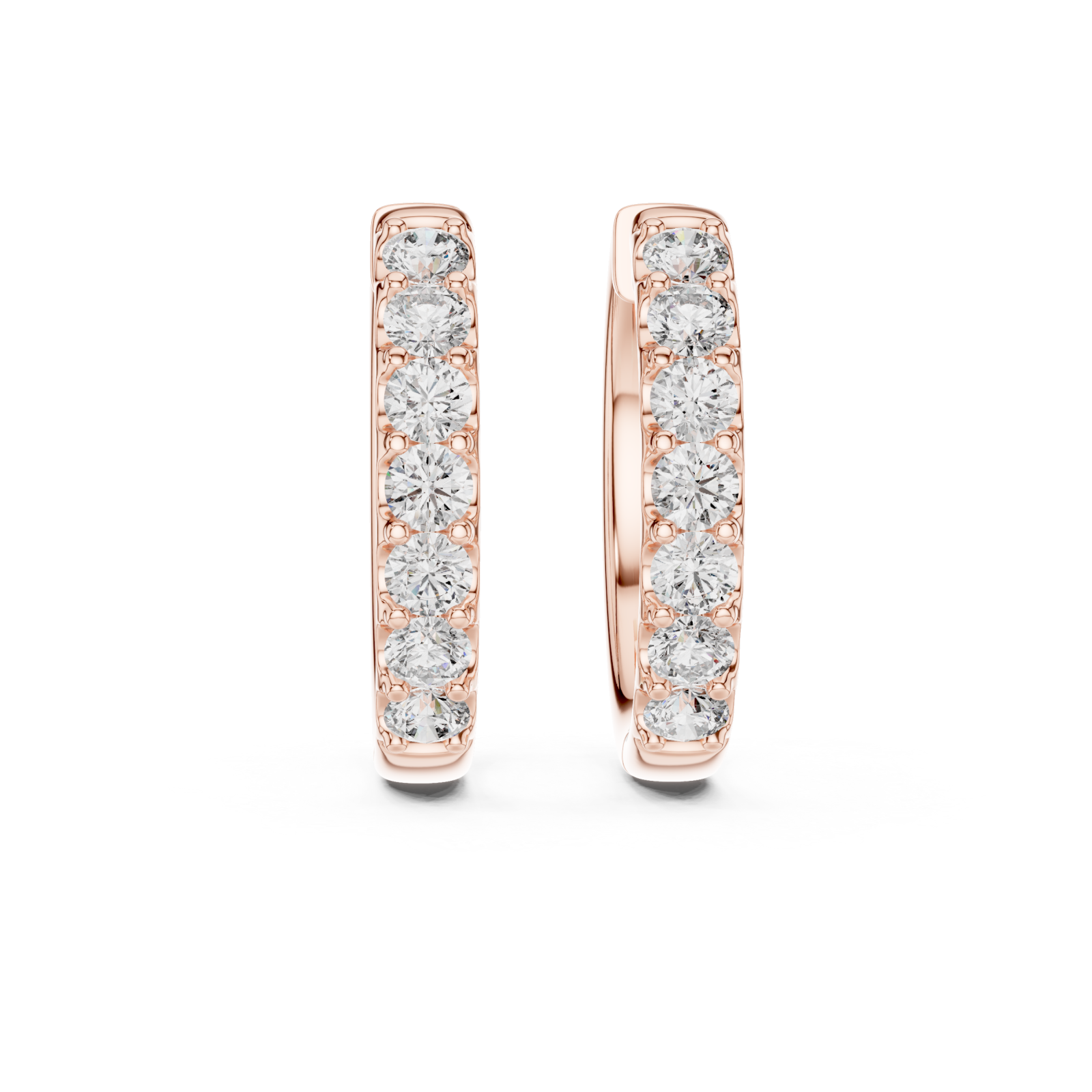  Rose Gold Midnight Whisper Huggie Earrings Front View