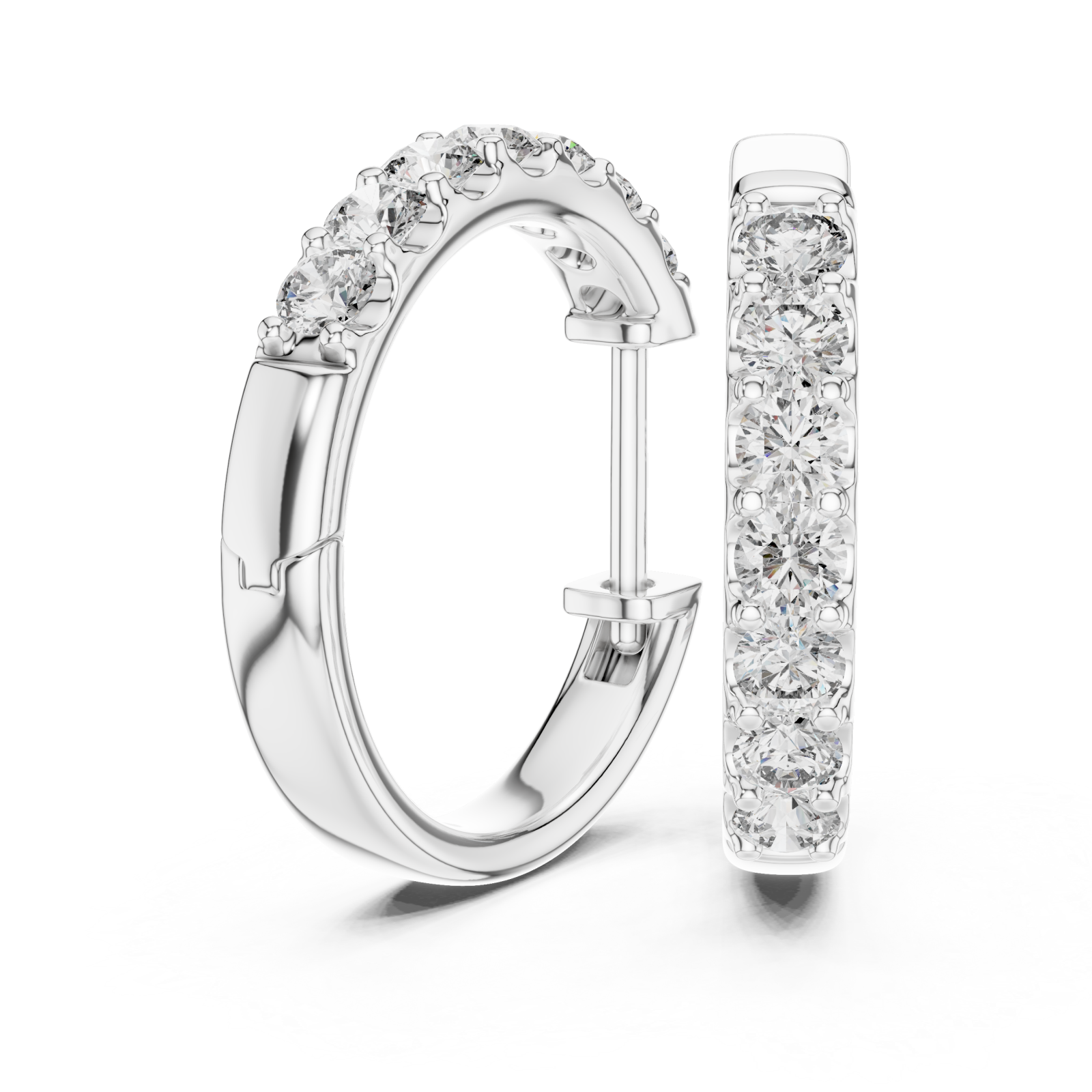  White Gold Midnight Whisper Huggie Earrings Left View