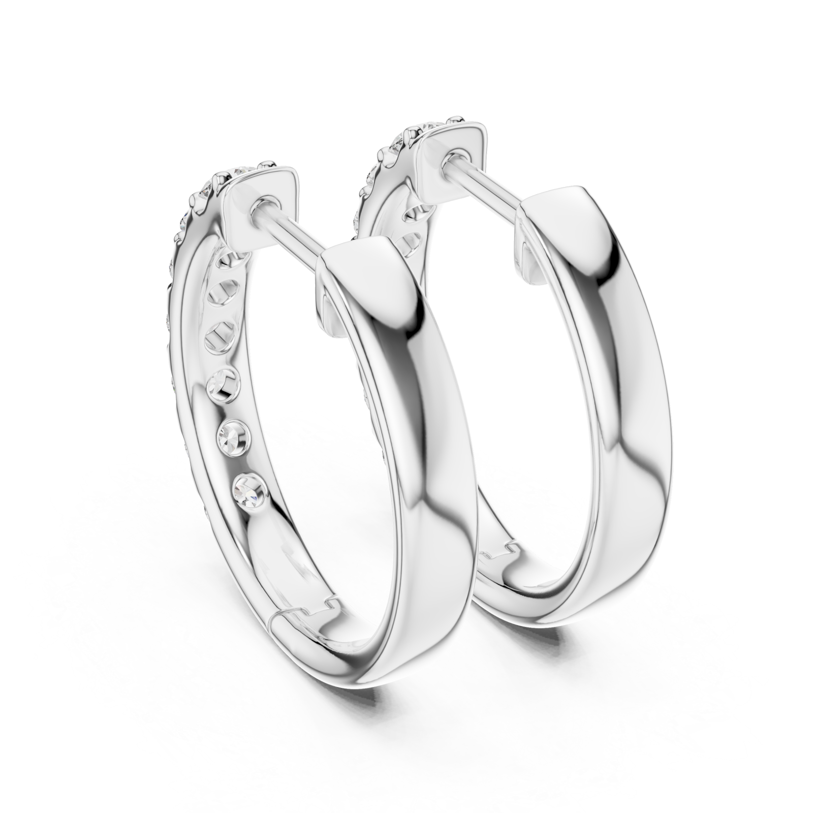  White Gold Midnight Whisper Huggie Earrings Side View