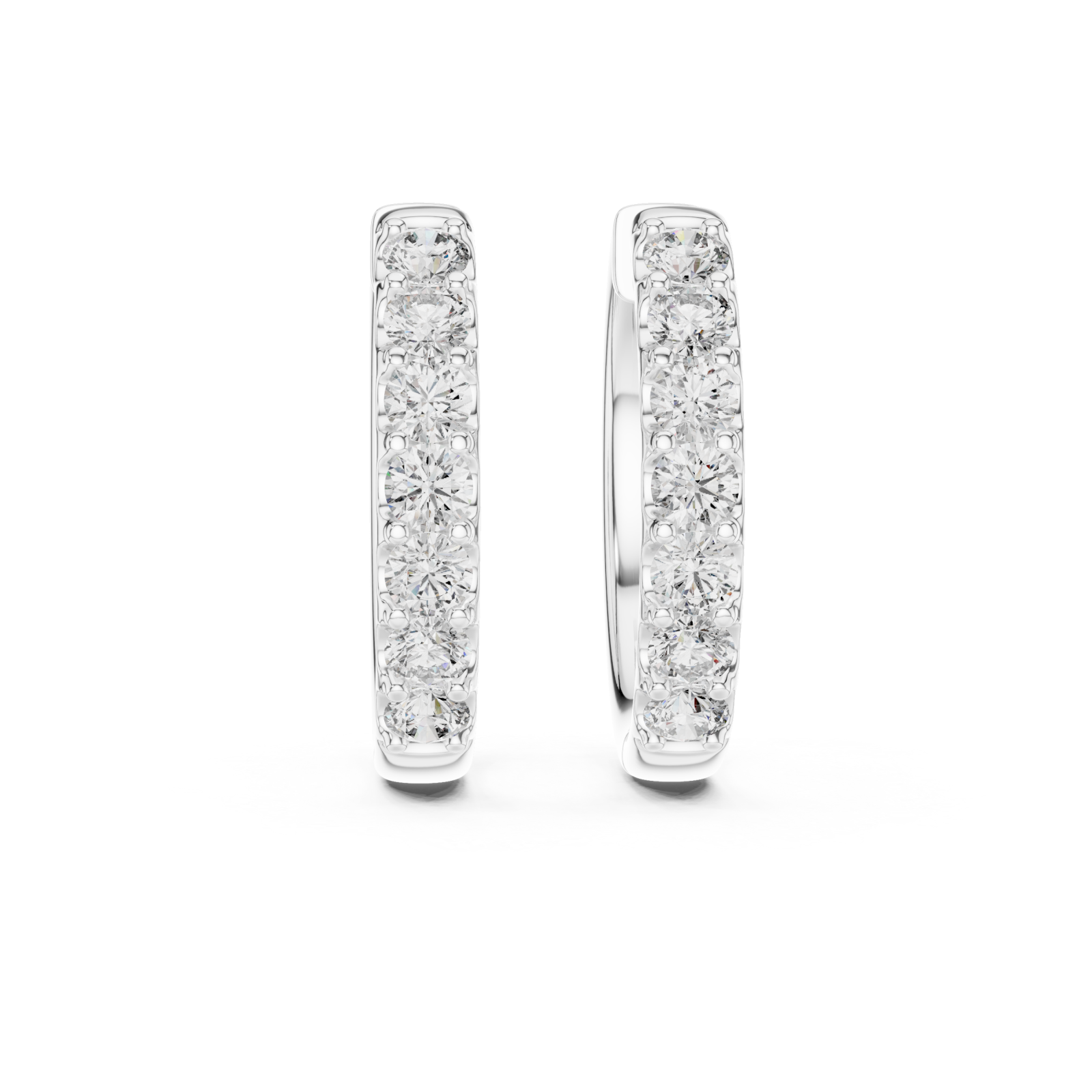  White Gold Midnight Whisper Huggie Earrings Front View