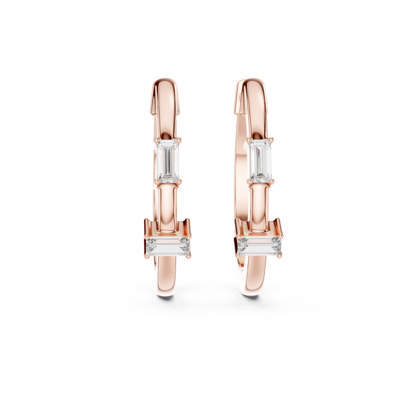  Rose Gold Elevate The Graceful Edge Hoops Front View