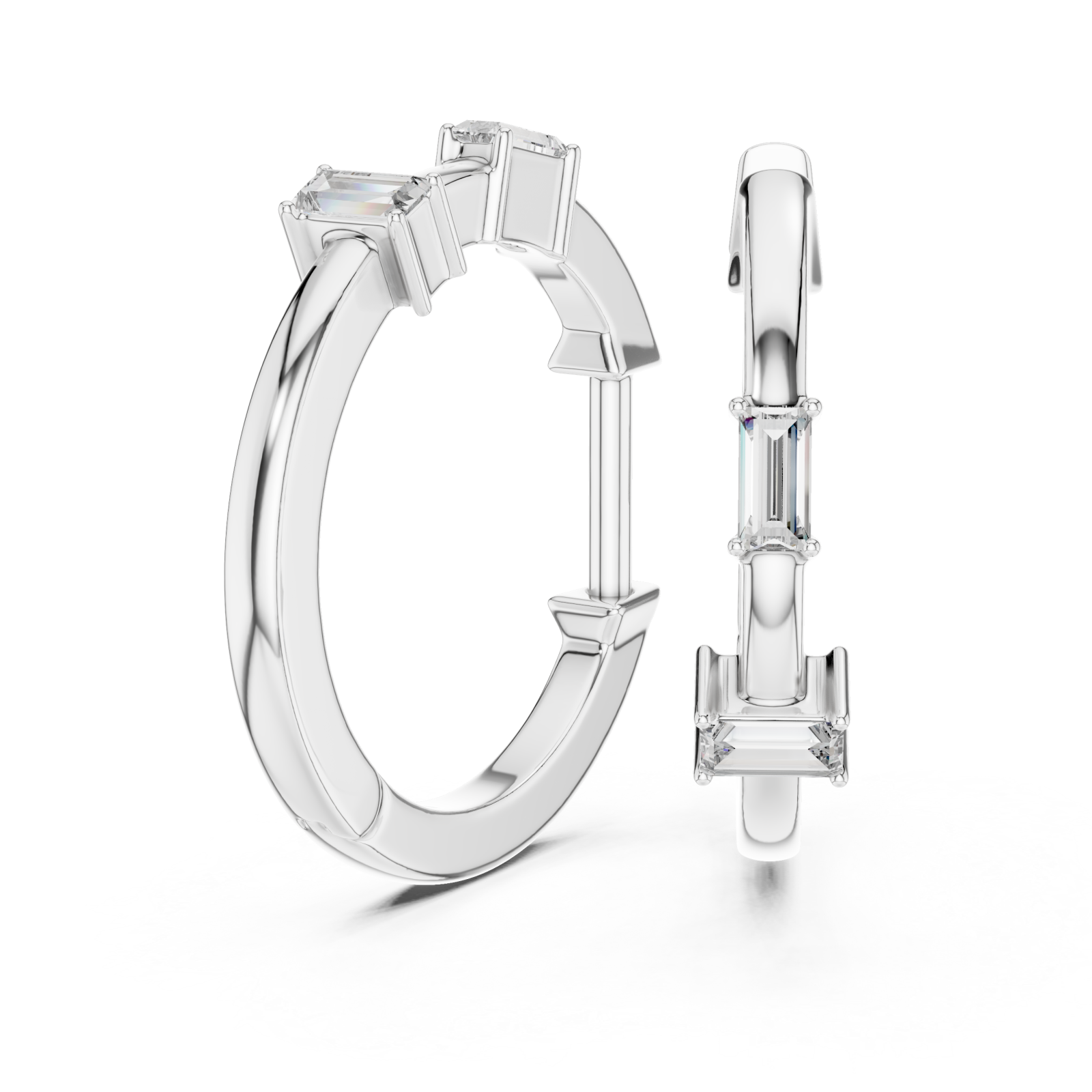  White Gold Elevate The Graceful Edge Hoops Left View