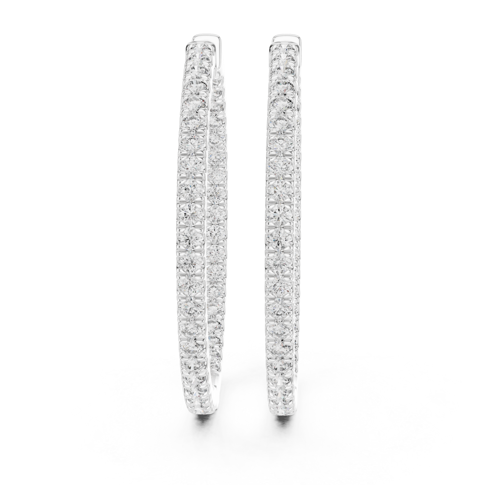  White Gold Twilight Circle Sparkle Earrings Left View