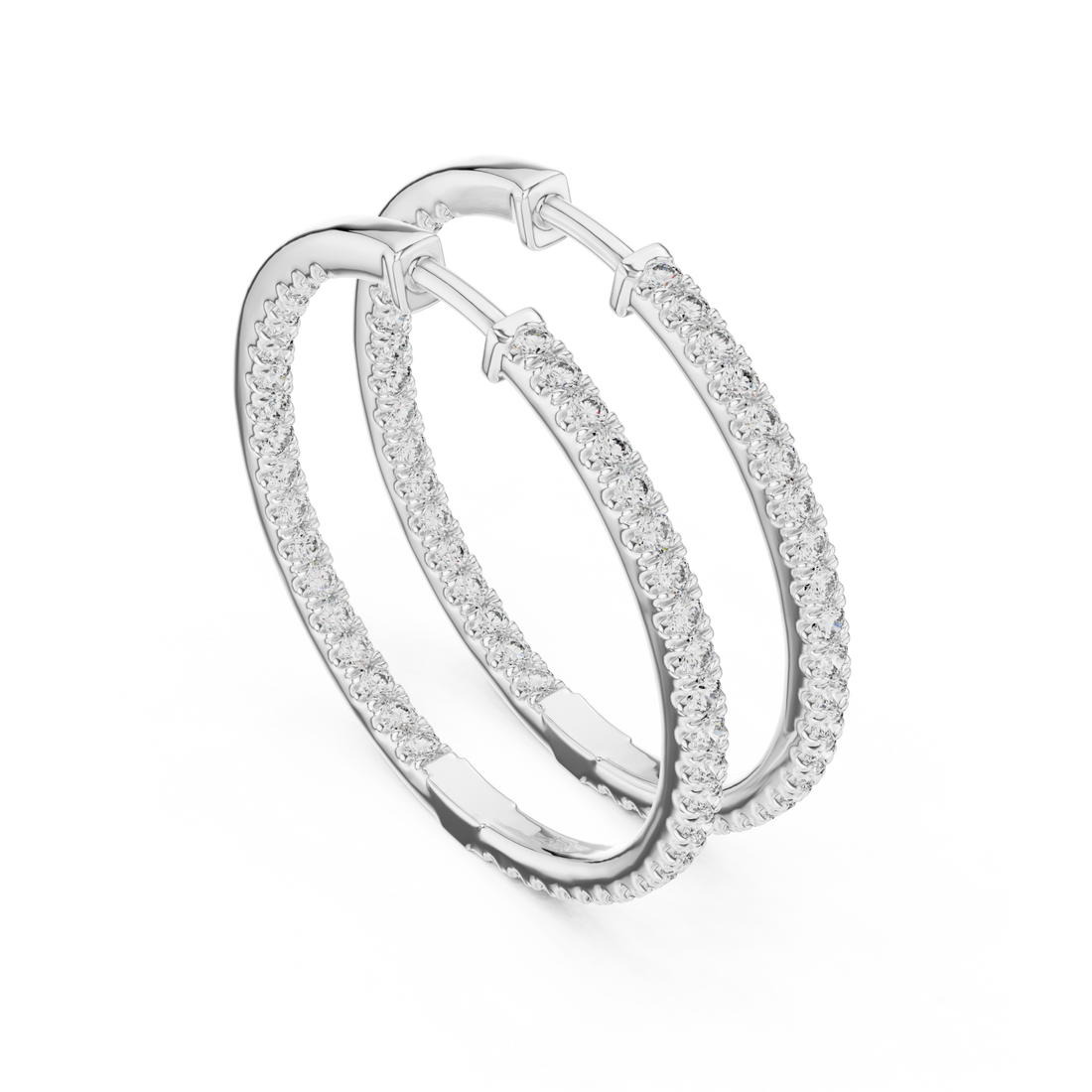  White Gold Twilight Circle Sparkle Earrings Right View