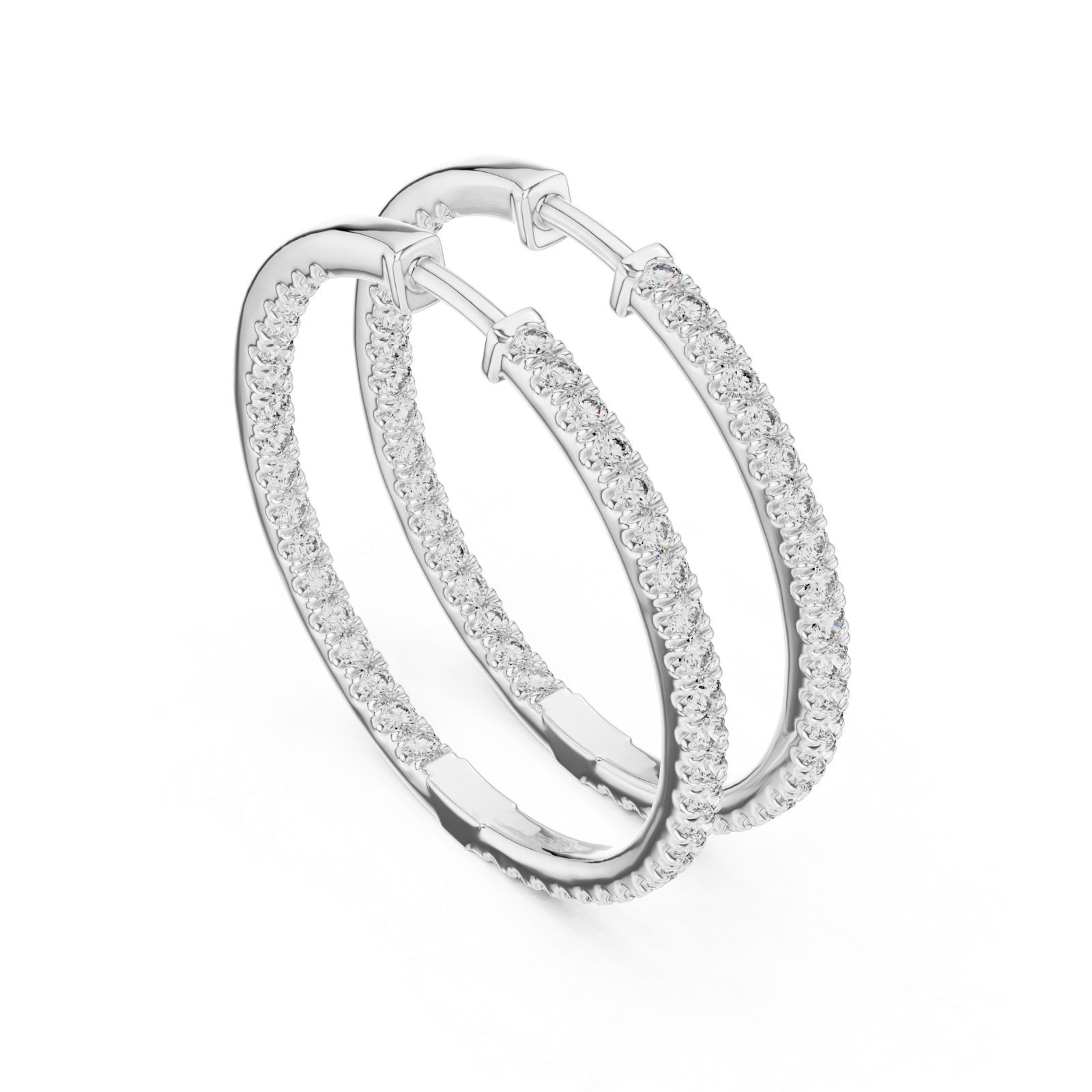  White Gold Twilight Circle Sparkle Earrings Right View