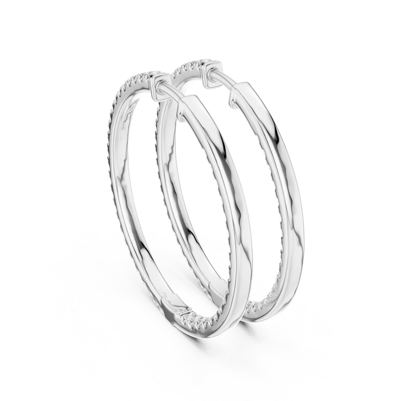  White Gold Twilight Circle Sparkle Earrings Side View