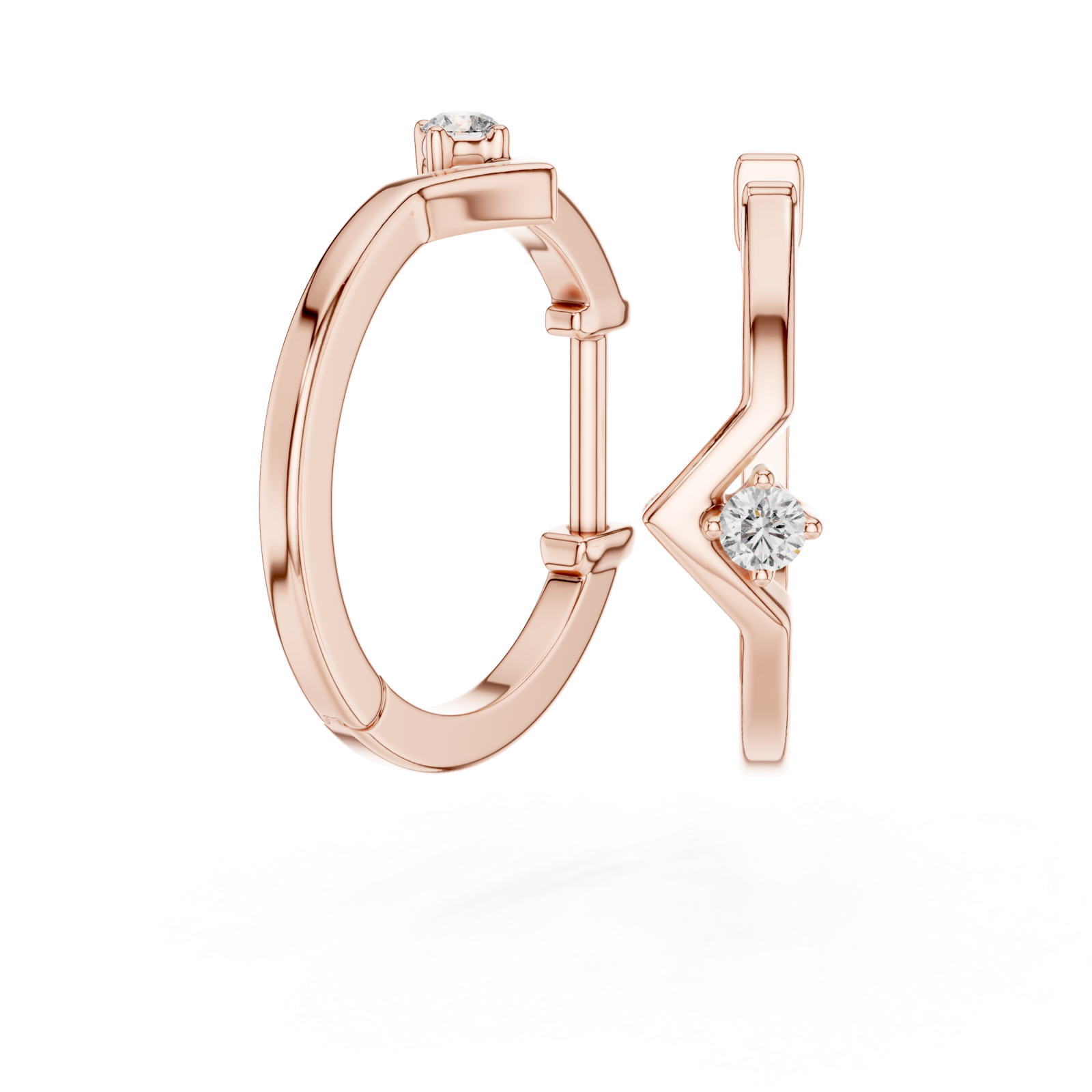  Rose Gold Crested Harmony Earrings Left View
