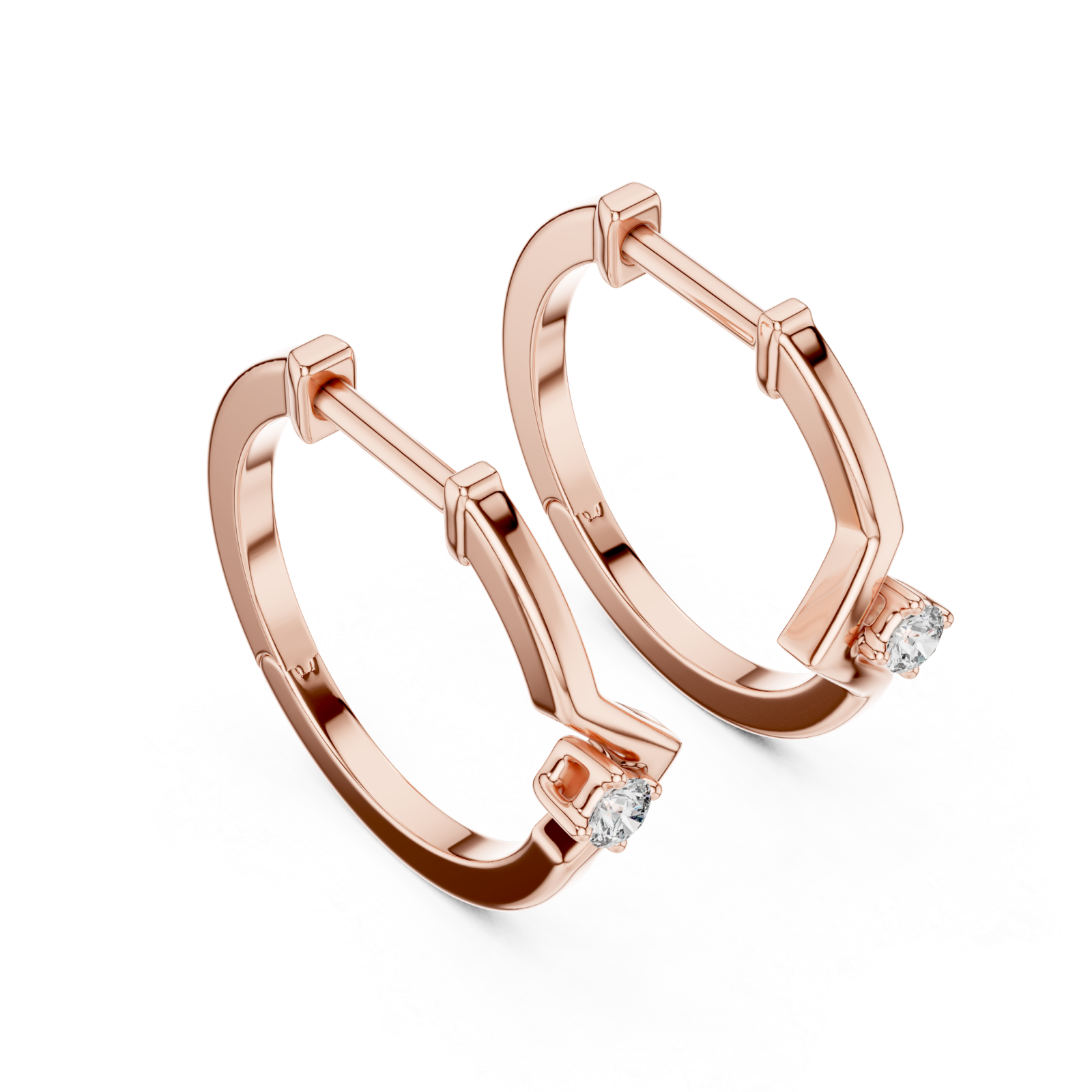  Rose Gold Crested Harmony Earrings Right View