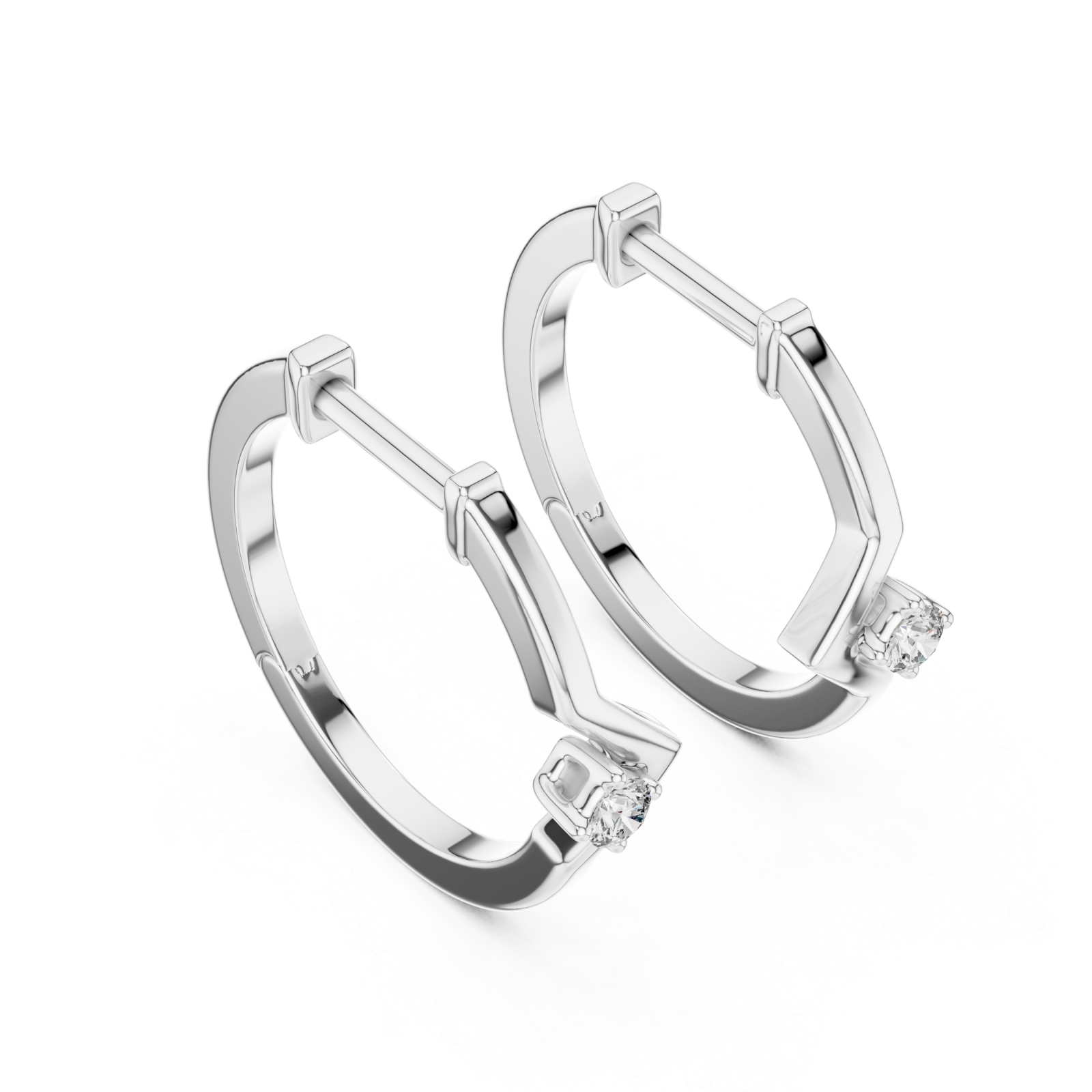  White Gold Crested Harmony Earrings Right View
