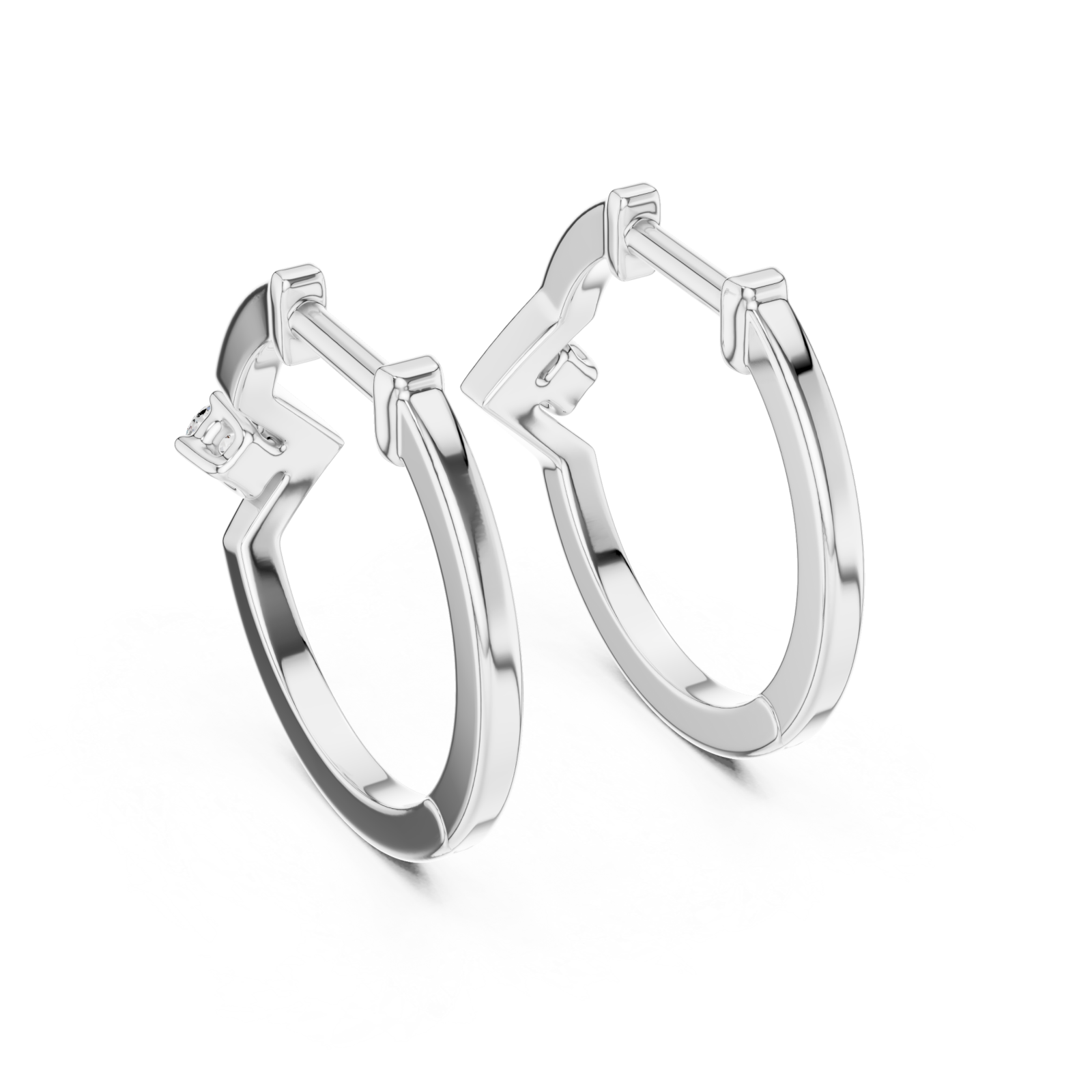 White Gold Crested Harmony Earrings Side View