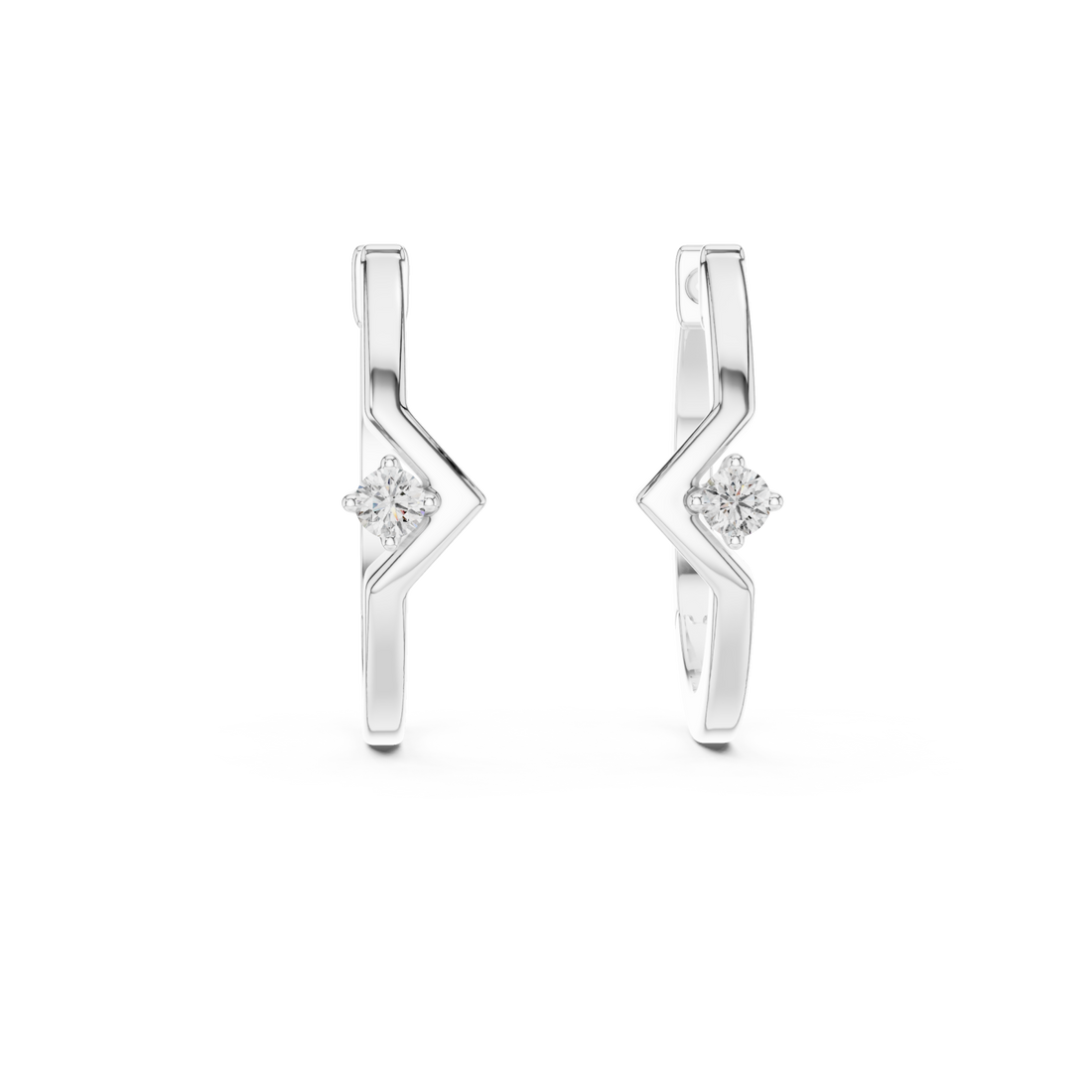  White Gold Crested Harmony Earrings Right View