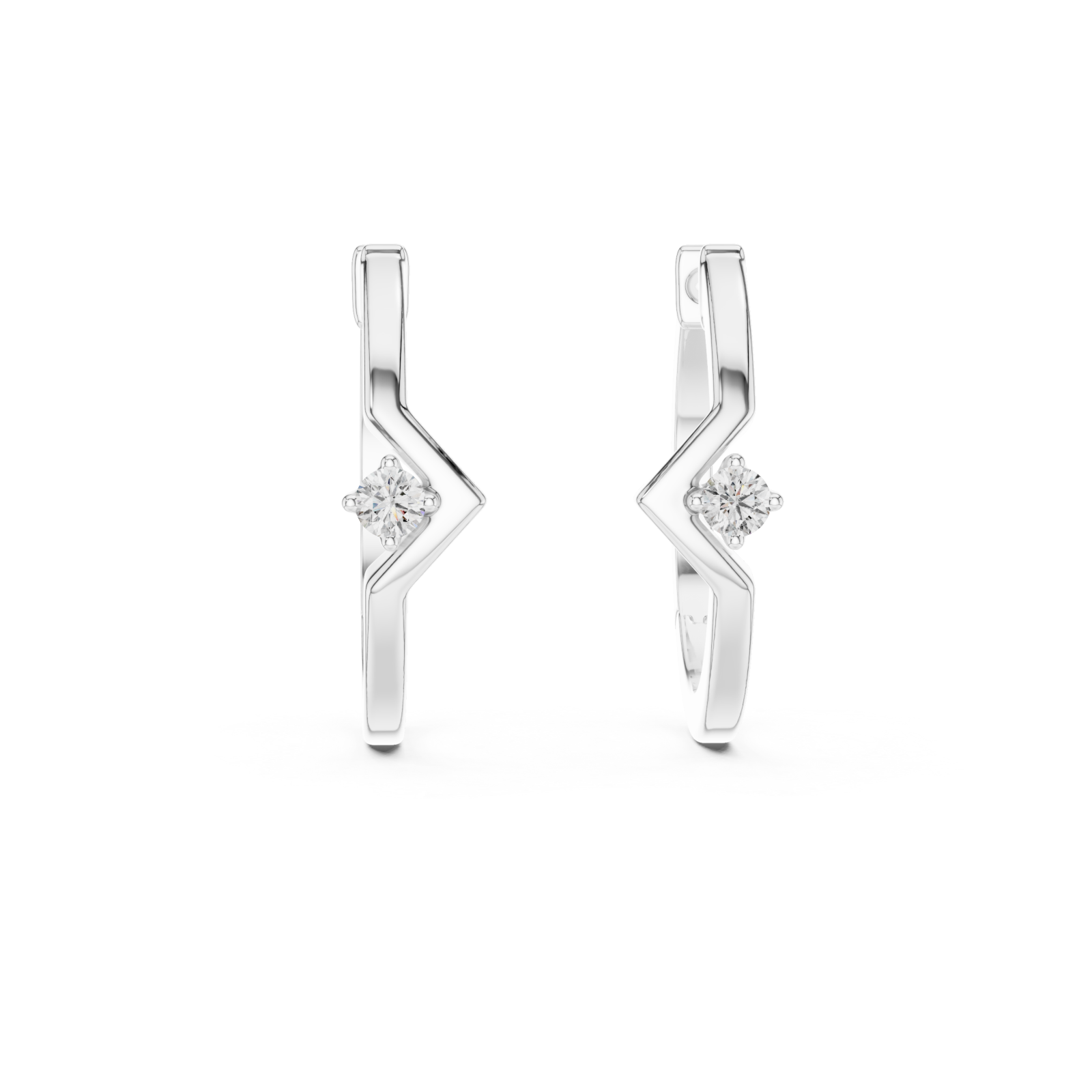  White Gold Crested Harmony Earrings Front View