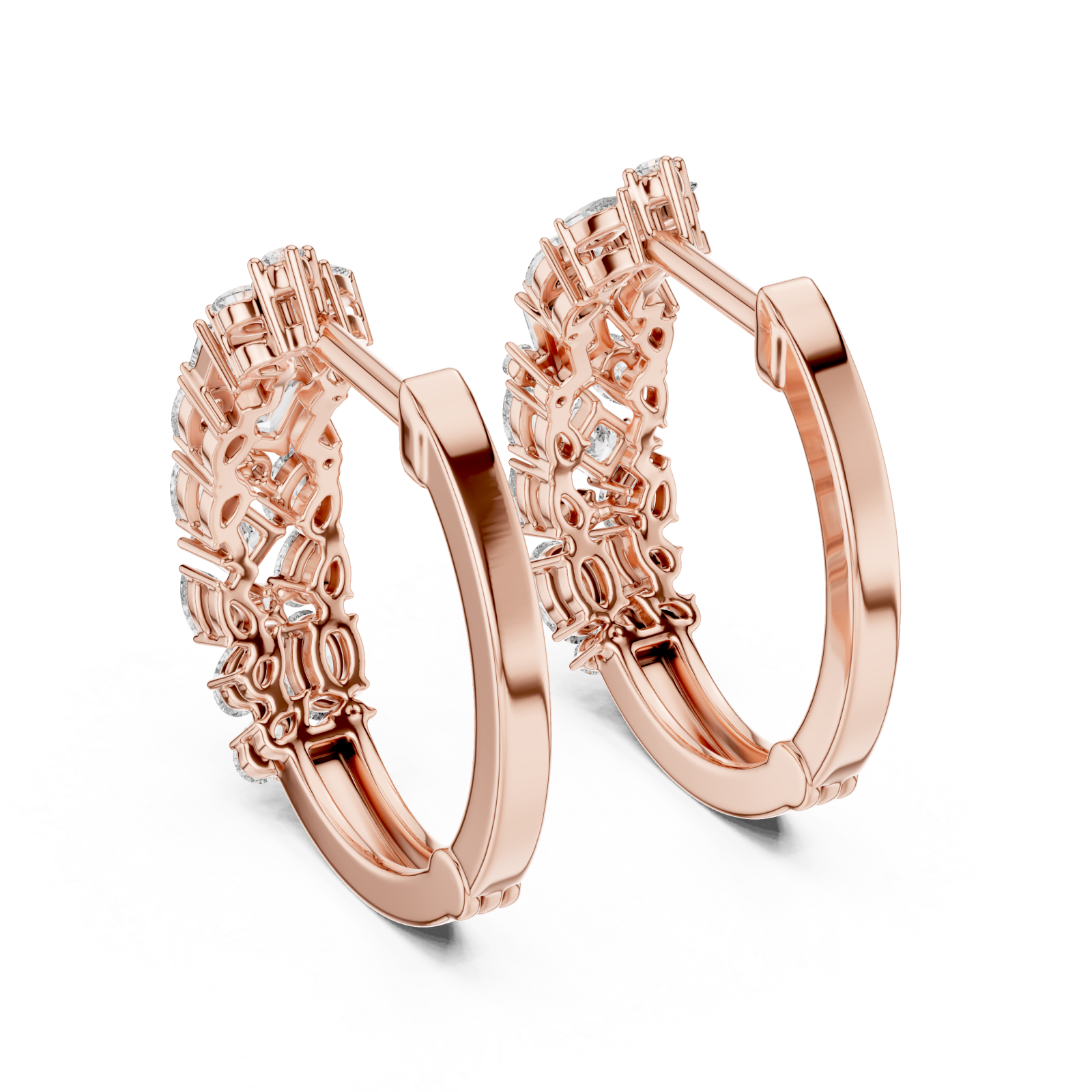  Rose Gold Lustrous Bloom Embrace Earrings Side View