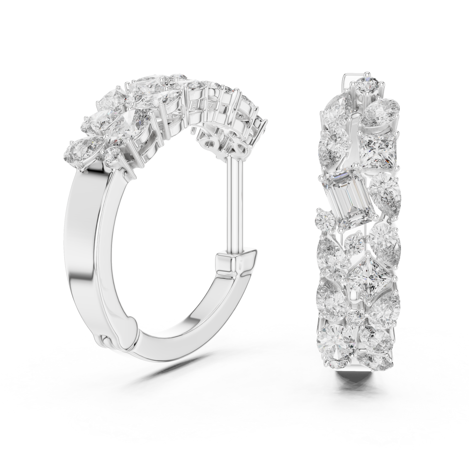  White Gold Lustrous Bloom Embrace Earrings Left View