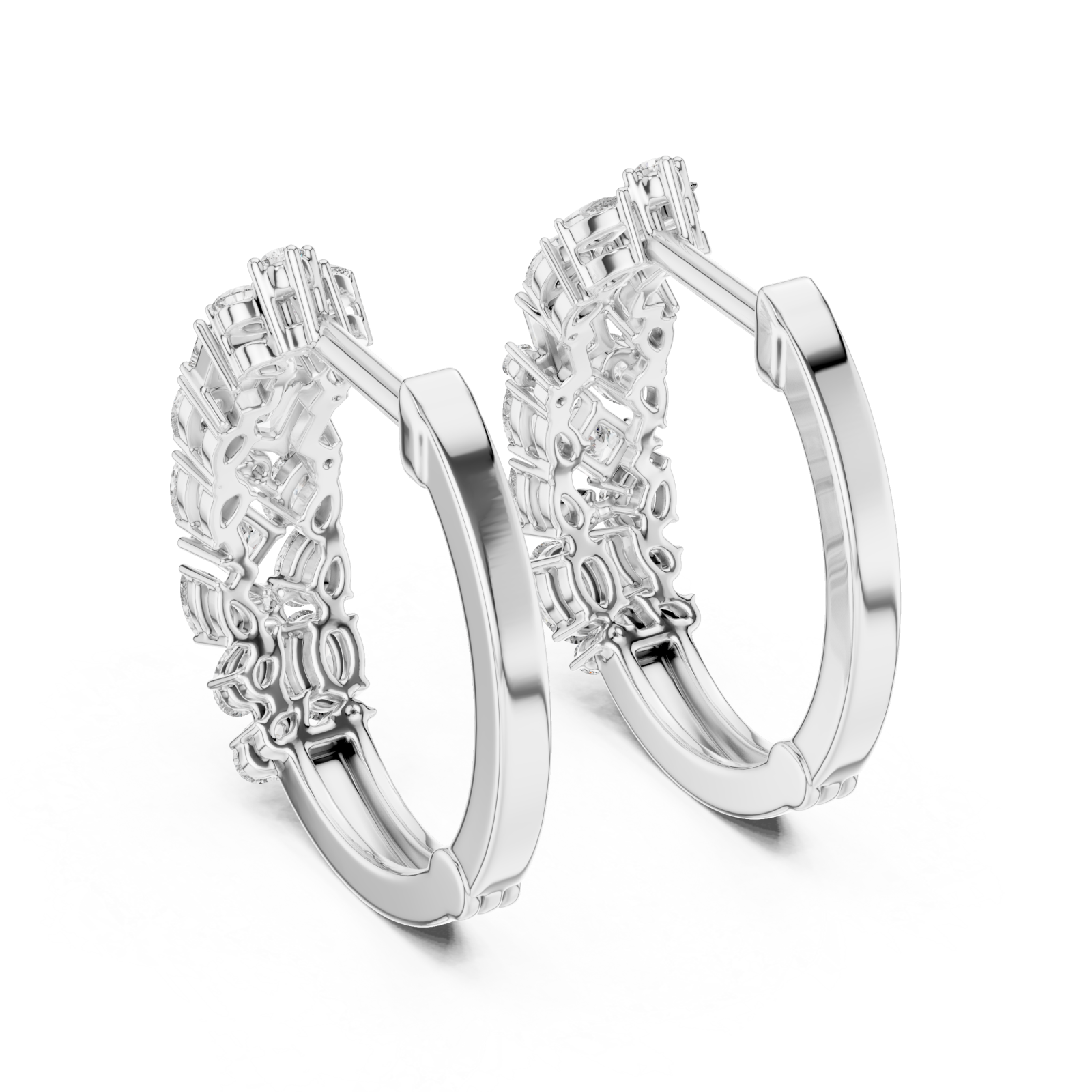  White Gold Lustrous Bloom Embrace Earrings Side View
