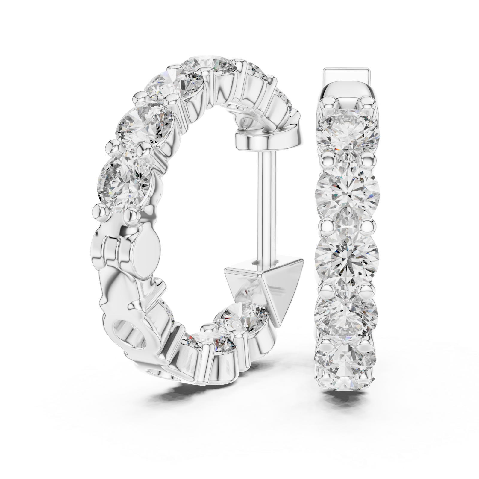  White Gold Twilight Echo Signature Hoop Studs Left View