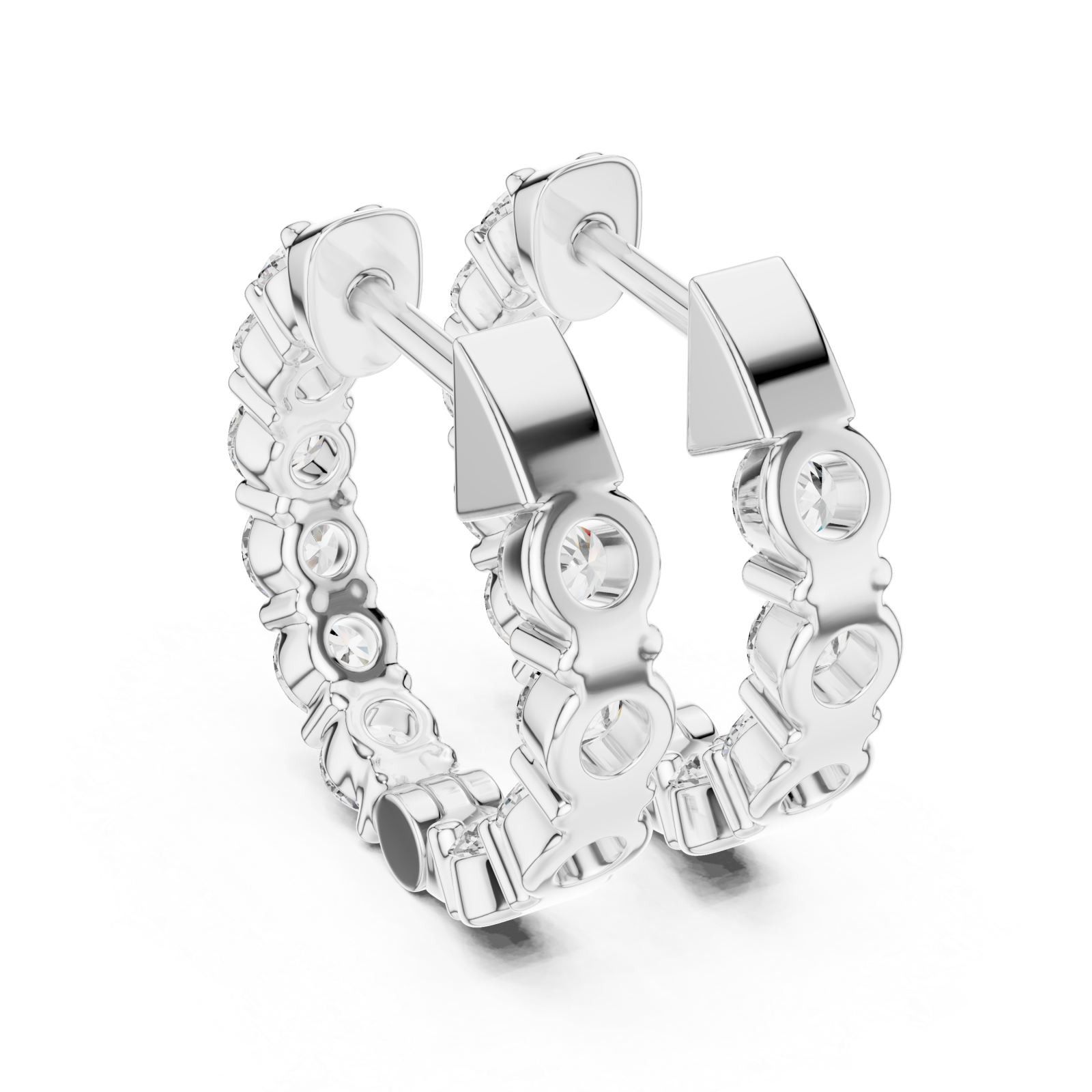  White Gold Twilight Echo Signature Hoop Studs Side View
