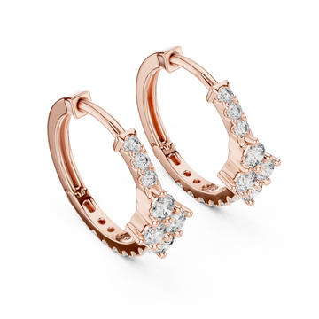  Rose Gold Serenade in Bloom Floral Detailed Hoop Earrings Right View