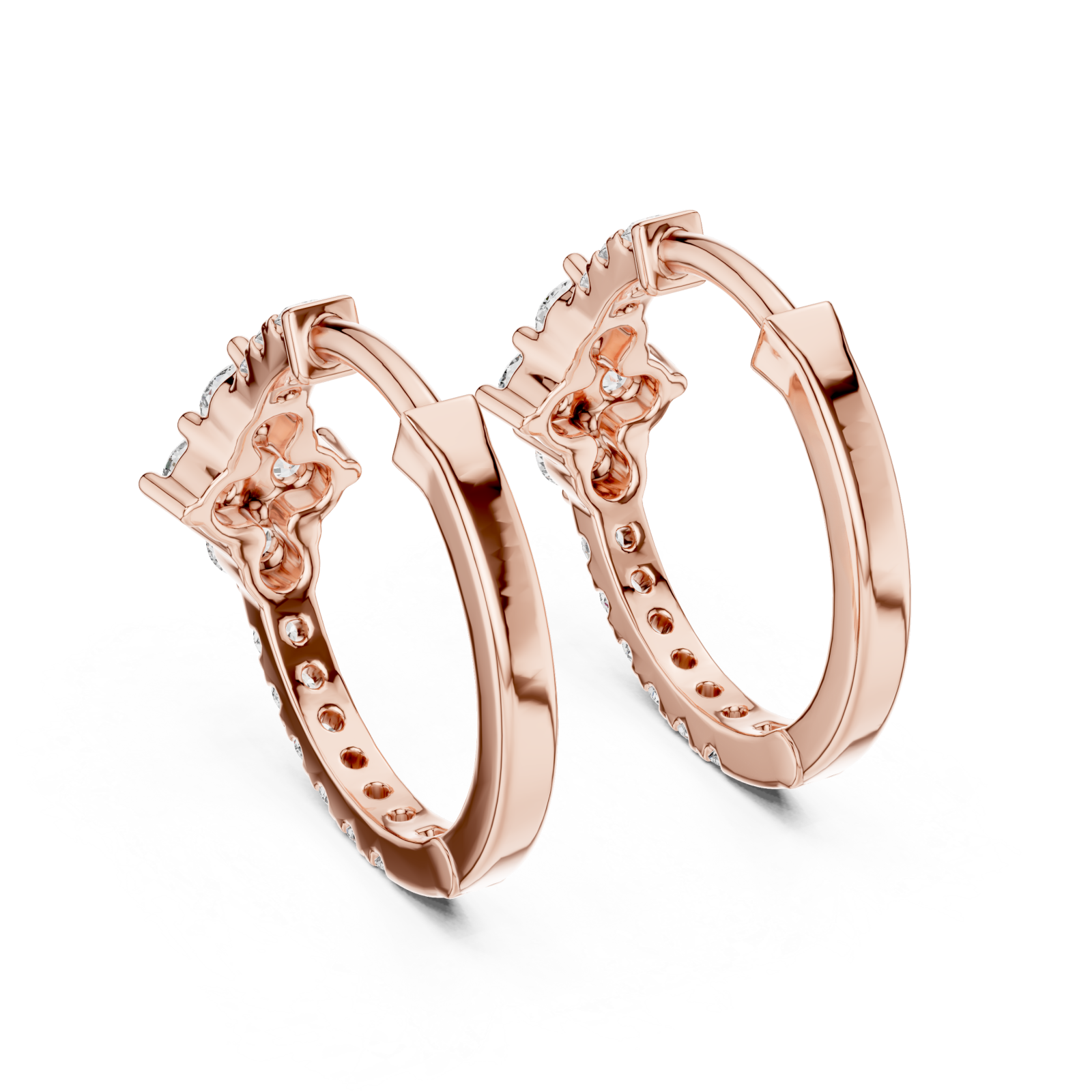  Rose Gold Serenade in Bloom Floral Detailed Hoop Earrings Side View