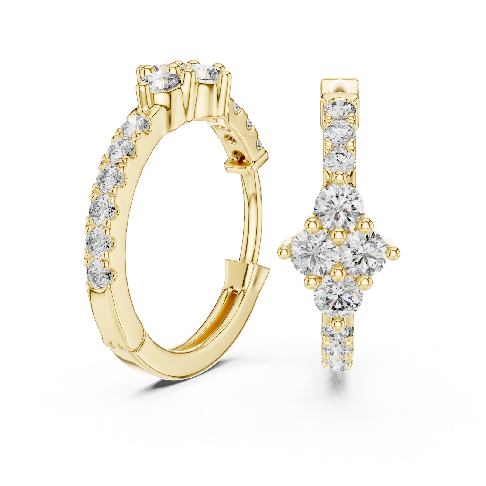  Gold Serenade in Bloom Floral Detailed Hoop Earrings Left View