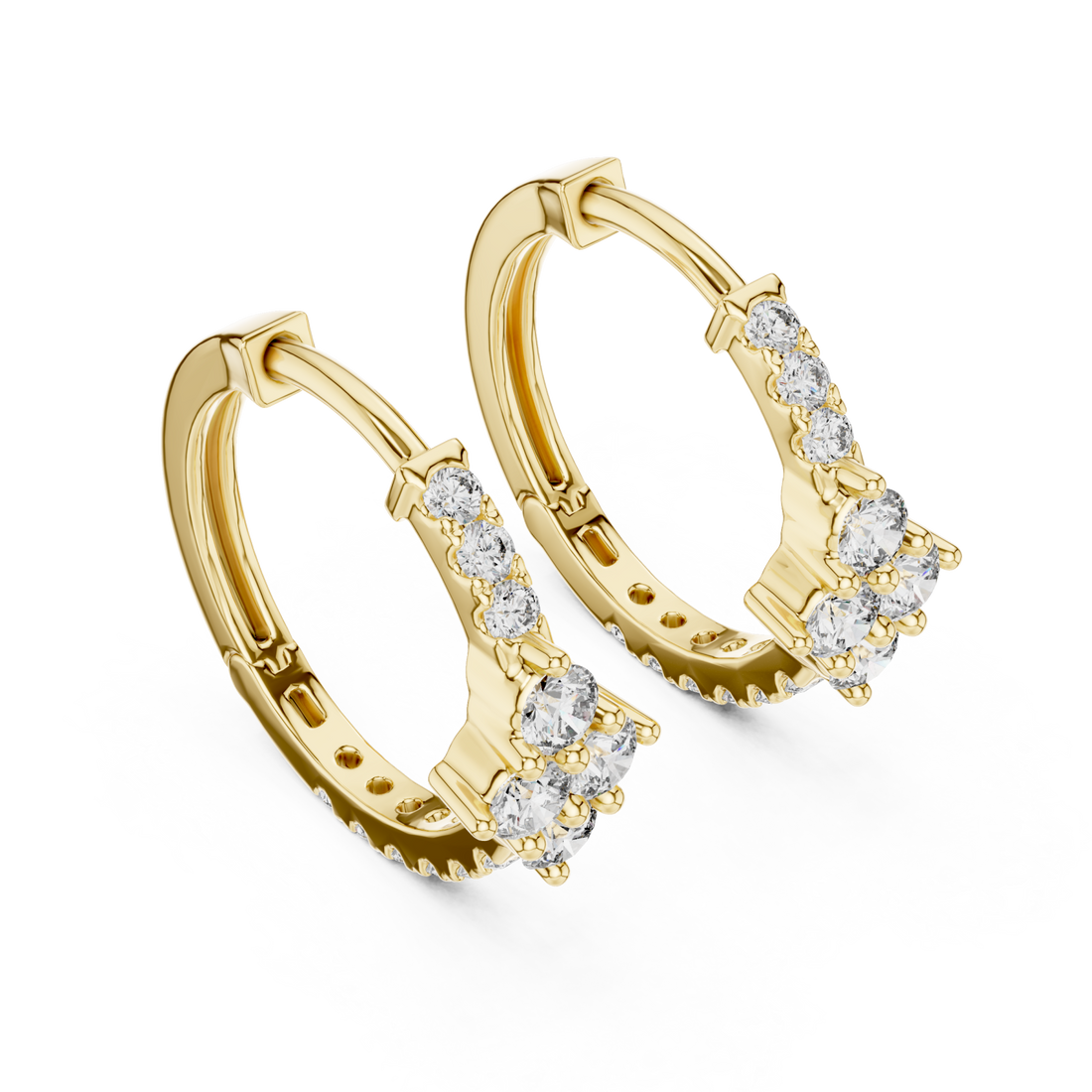 Gold Serenade in Bloom Floral Detailed Hoop Earrings Right View